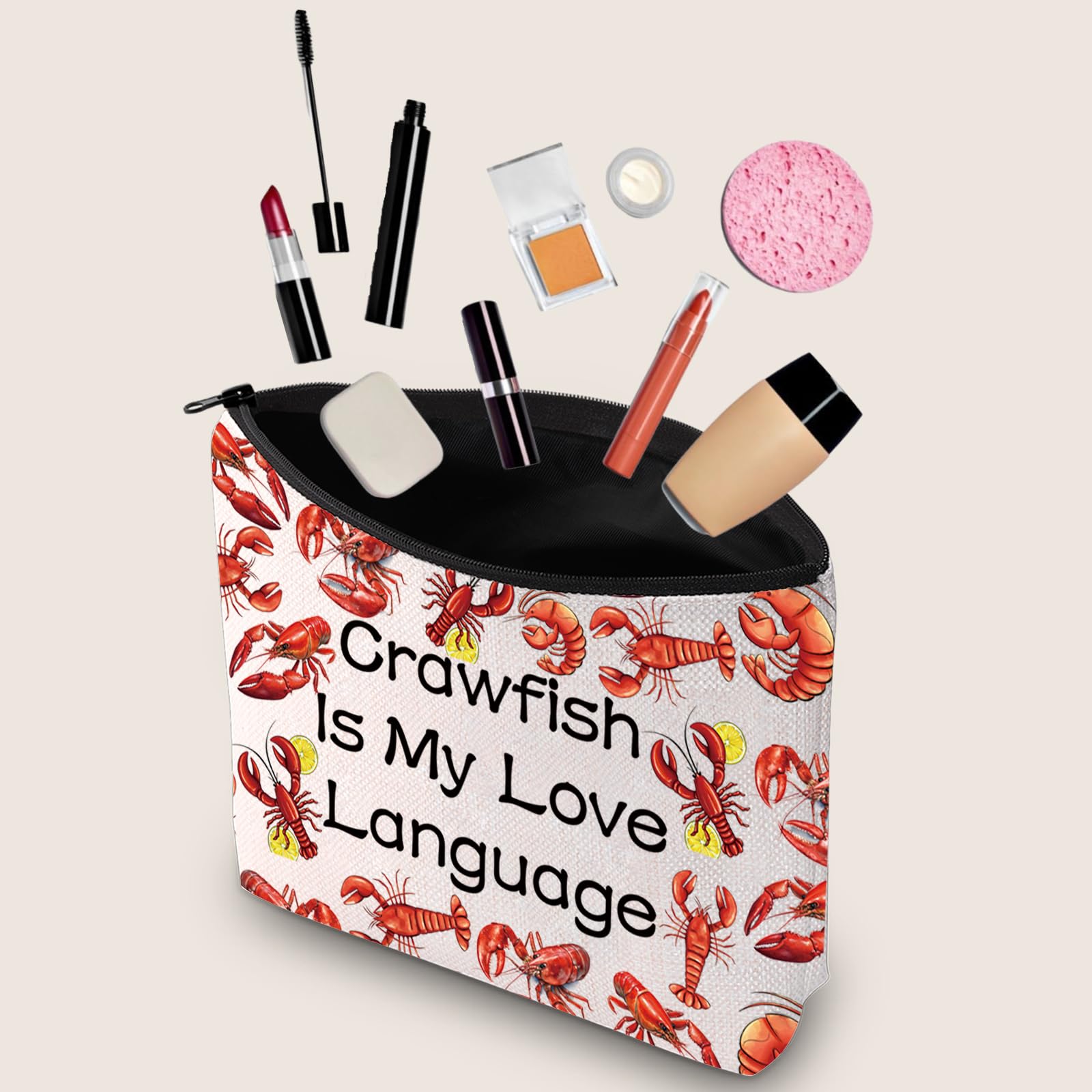 Funny Lobster Makeup Bag with Zipper - Perfect Crawfish Lover Gift for Foodies & Seafood Enthusiasts - Great for Travel, Beach Trips & Everyday Use