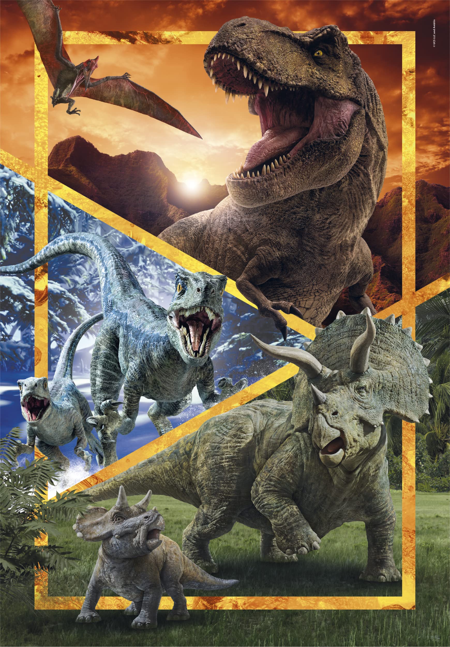 Clementoni Supercolor Puzzle 104 Pieces - Jurassic World Dinosaur Theme, Kids Puzzle for 6 Year Olds, Cartoon Puzzle Made in Italy - Perfect for Birthday Gifts, Family Game Night & Preschool Learning Activities