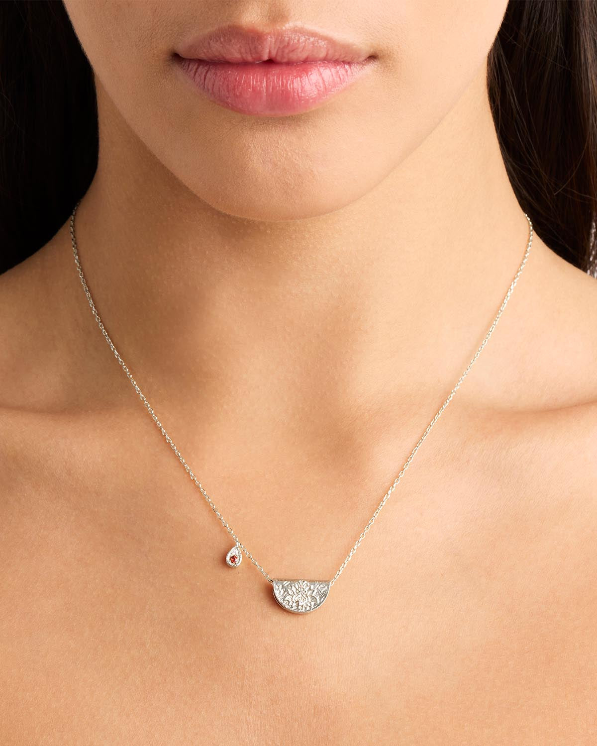 Sterling Silver Lotus Birthstone Necklace with January Garnet - Perfect Gift for Birthday, Anniversary & Special Occasions