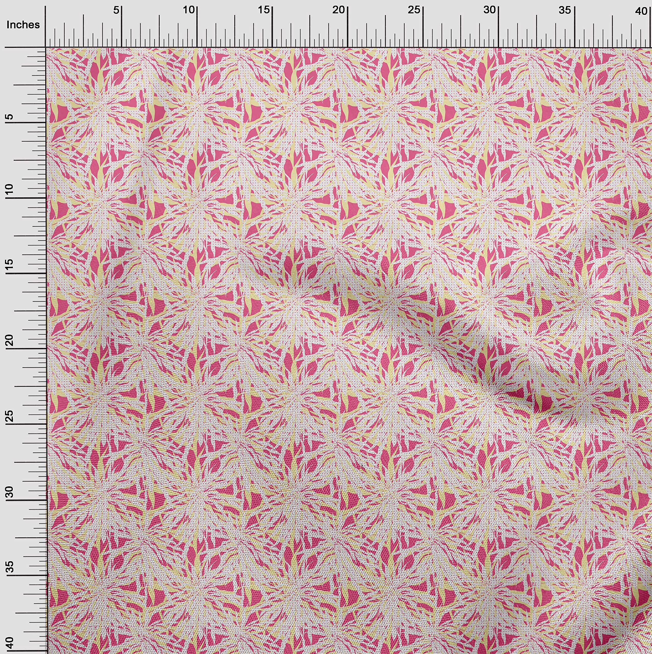 oneOone 100% Cotton Jersey Pink Abstract Floral Print Fabric by The Yard - 58 Inch Wide Soft Stretchy Material for Dresses, Tops & DIY Fashion Projects