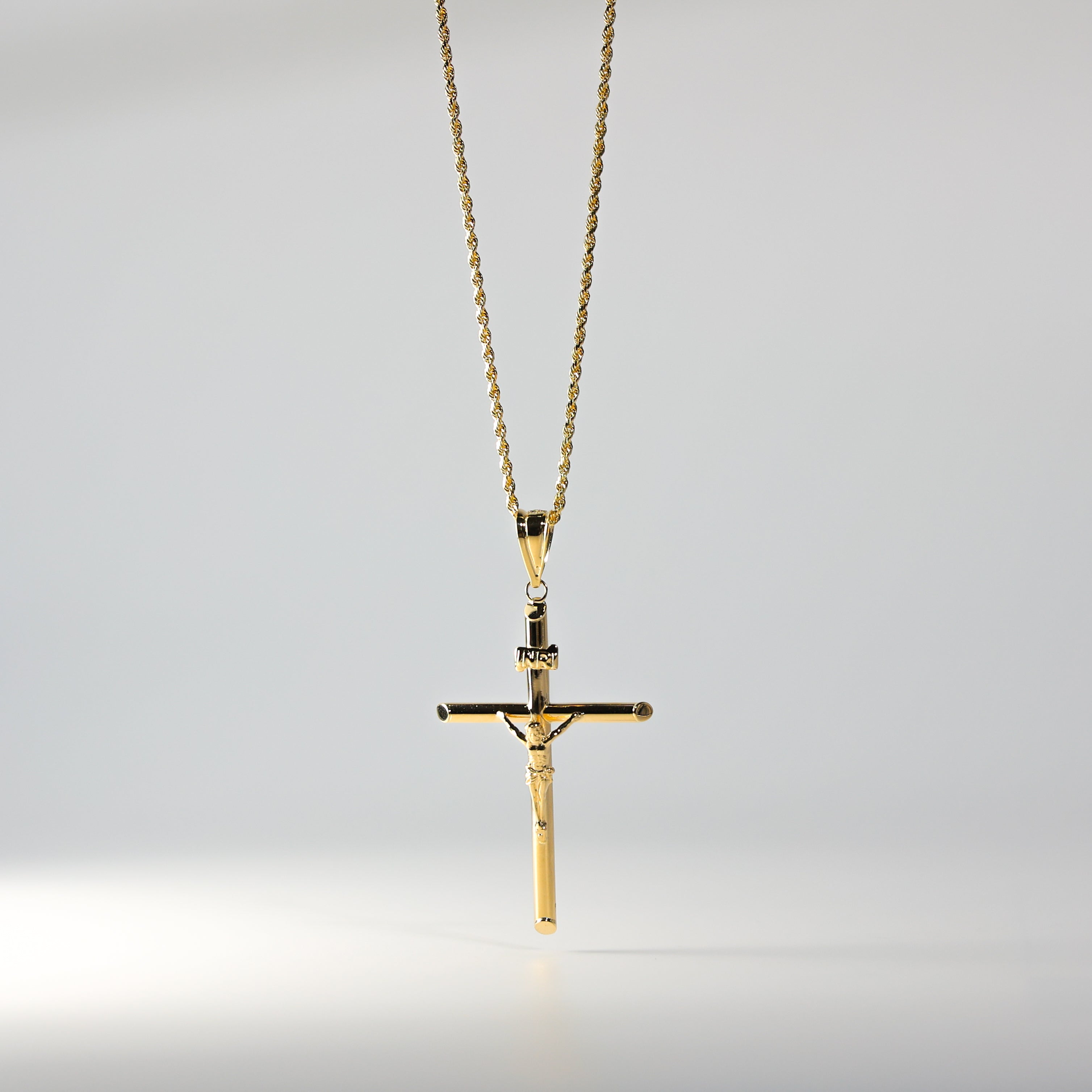 18K Gold Large Crucifix Cross Pendant Necklace for Men - Religious Jewelry Gift for Baptism, First Communion & Confirmation - Elegant Christian Cross Pendant for Everyday Wear