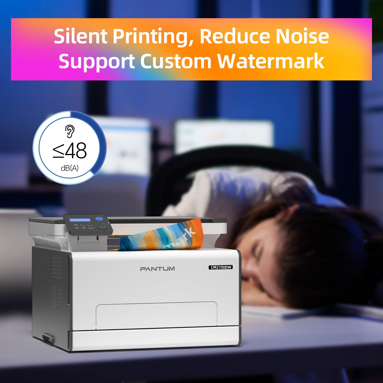 PANTUM CM2100DW Wireless Color Laser Printer with Auto Duplex Printing - All-in-One Print, Copy, Scan - 20 PPM, WiFi/USB/Ethernet Connectivity - Compact & Lightweight A4 Printer for Home Office & Small Business | Perfect for Document Printing, School Projects & Remote Work