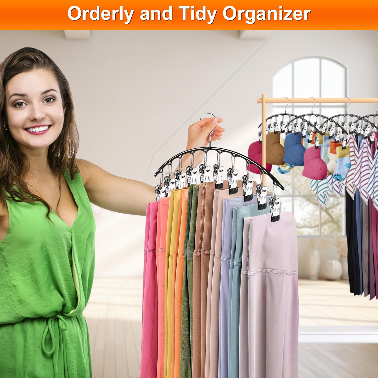 BLESSDEMI 20-Clip Space Saving Pants Hangers - 2 Pack Closet Organizers for Pants, Skirts & Legging Storage | Perfect for Closet Organization & Small Spaces