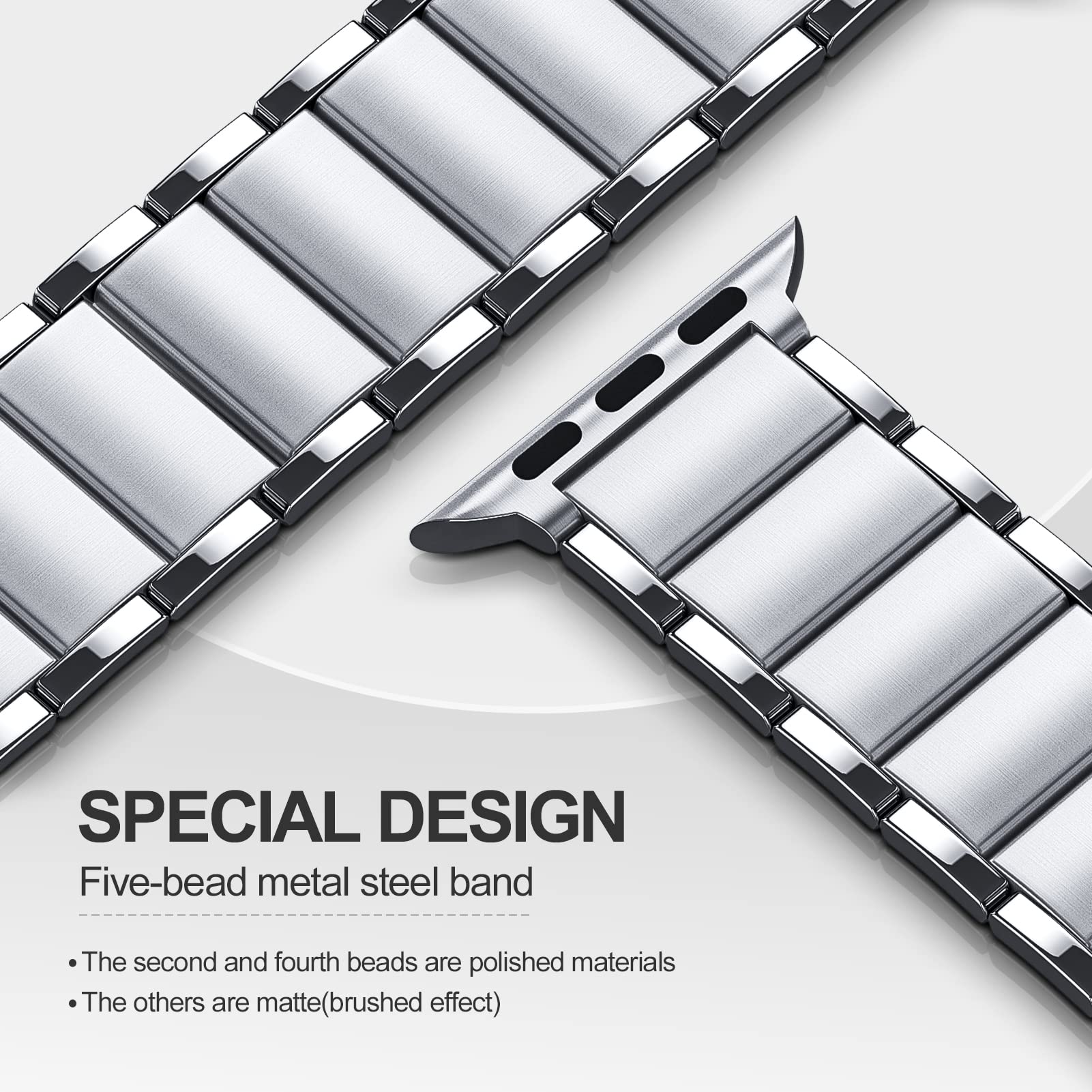 ORIbox Stainless Steel Magnetic Band for Apple Watch 45mm 44mm 42mm - Compatible with iWatch Series SE 8 7 6 5 4 3 2 1 - Adjustable Metal Strap for Women & Men - Perfect for Workouts, Office & Everyday Wear