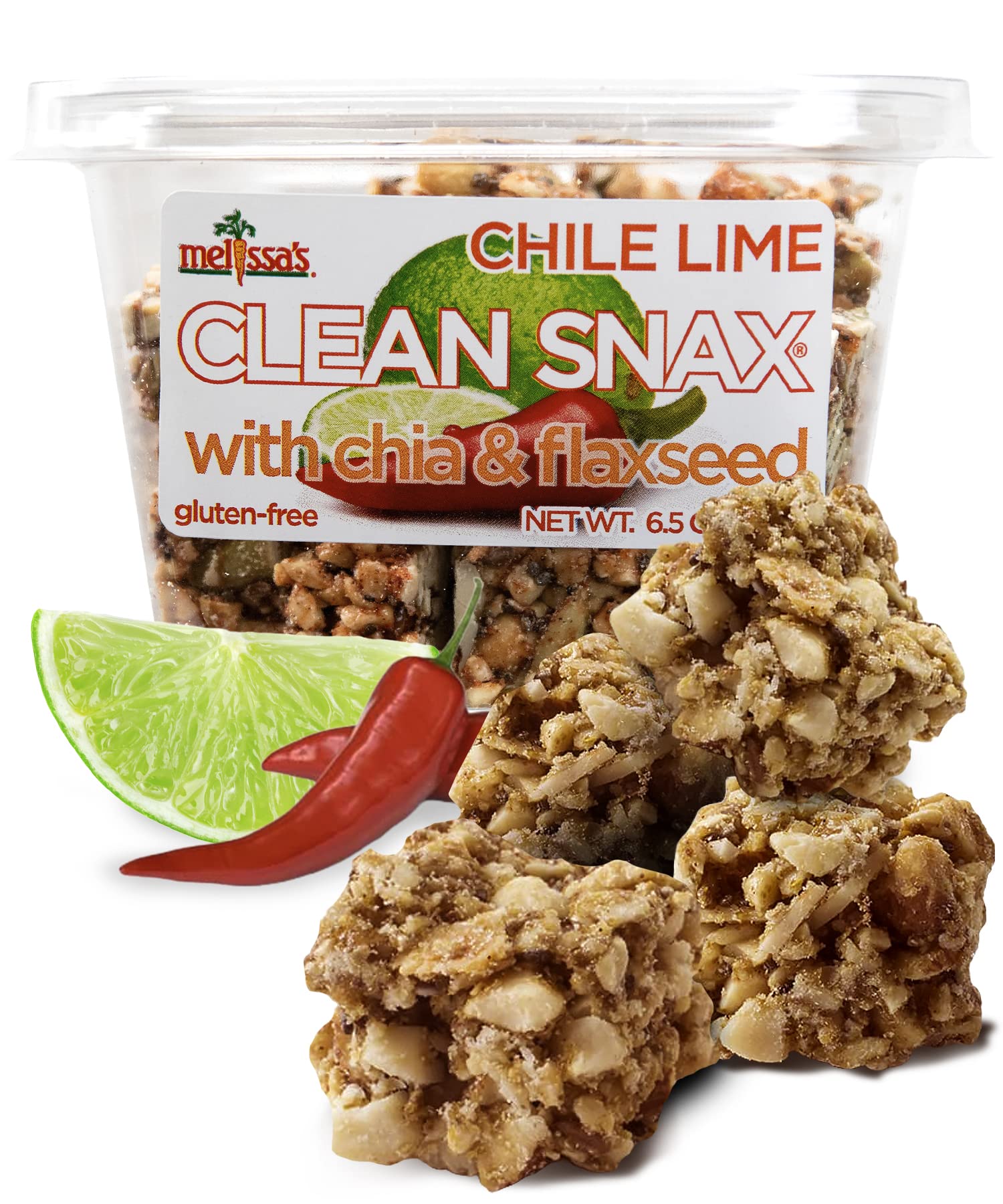 Melissa's Clean Snax® Gluten-Free Healthy Snacks with Chia & Flaxseed - All Natural, No Artificial Flavors, Low Sodium Crispy Snacks - Chile Lime Flavor (5 Pack) | Perfect for On-the-Go, Office Snacking & Healthy Lifestyle