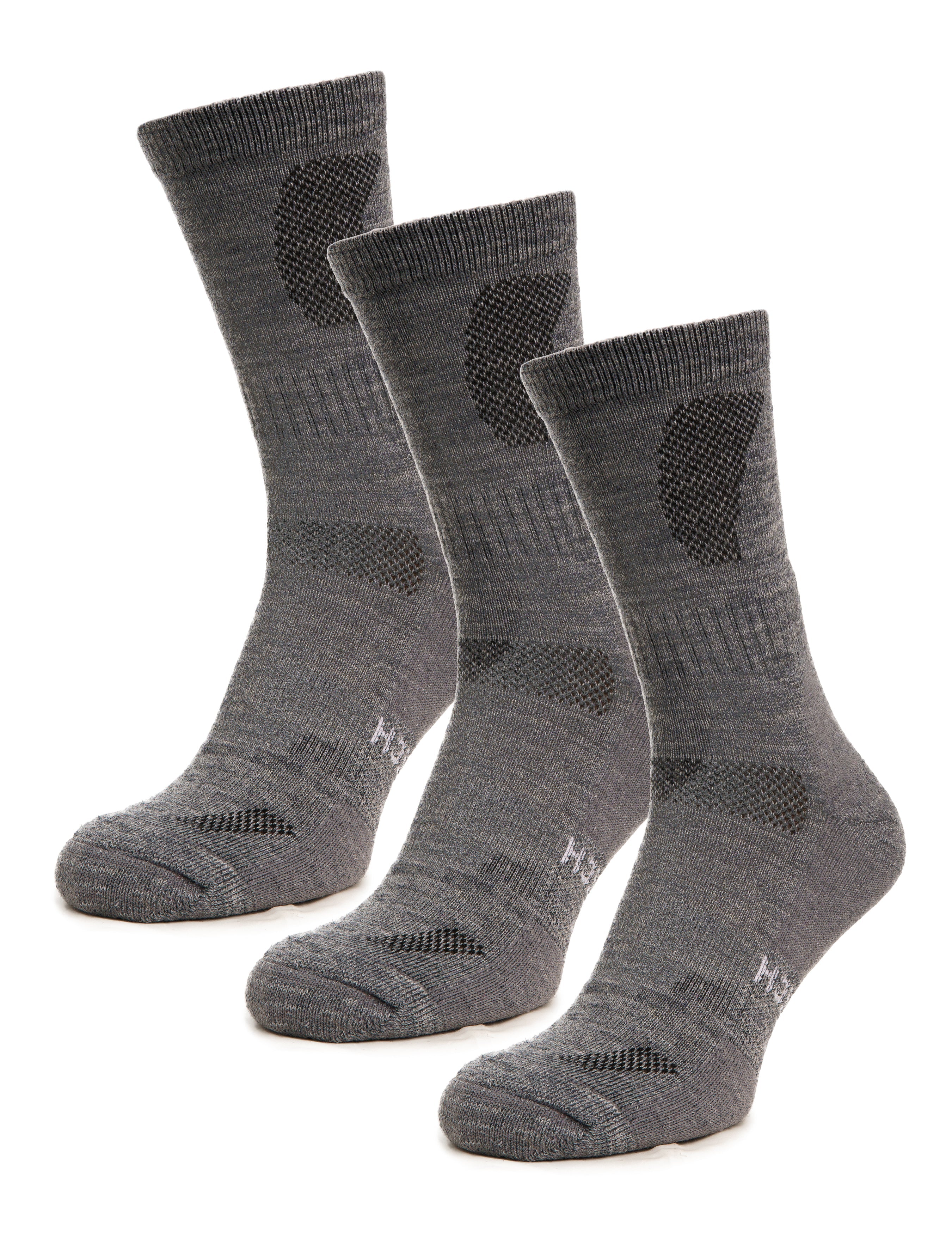Premium Merino Wool Hiking Socks for Men & Women - 3 Pack Breathable Moisture-Wicking Trekking Socks - Light Grey Outdoor Adventure Socks for Hiking, Camping & Travel
