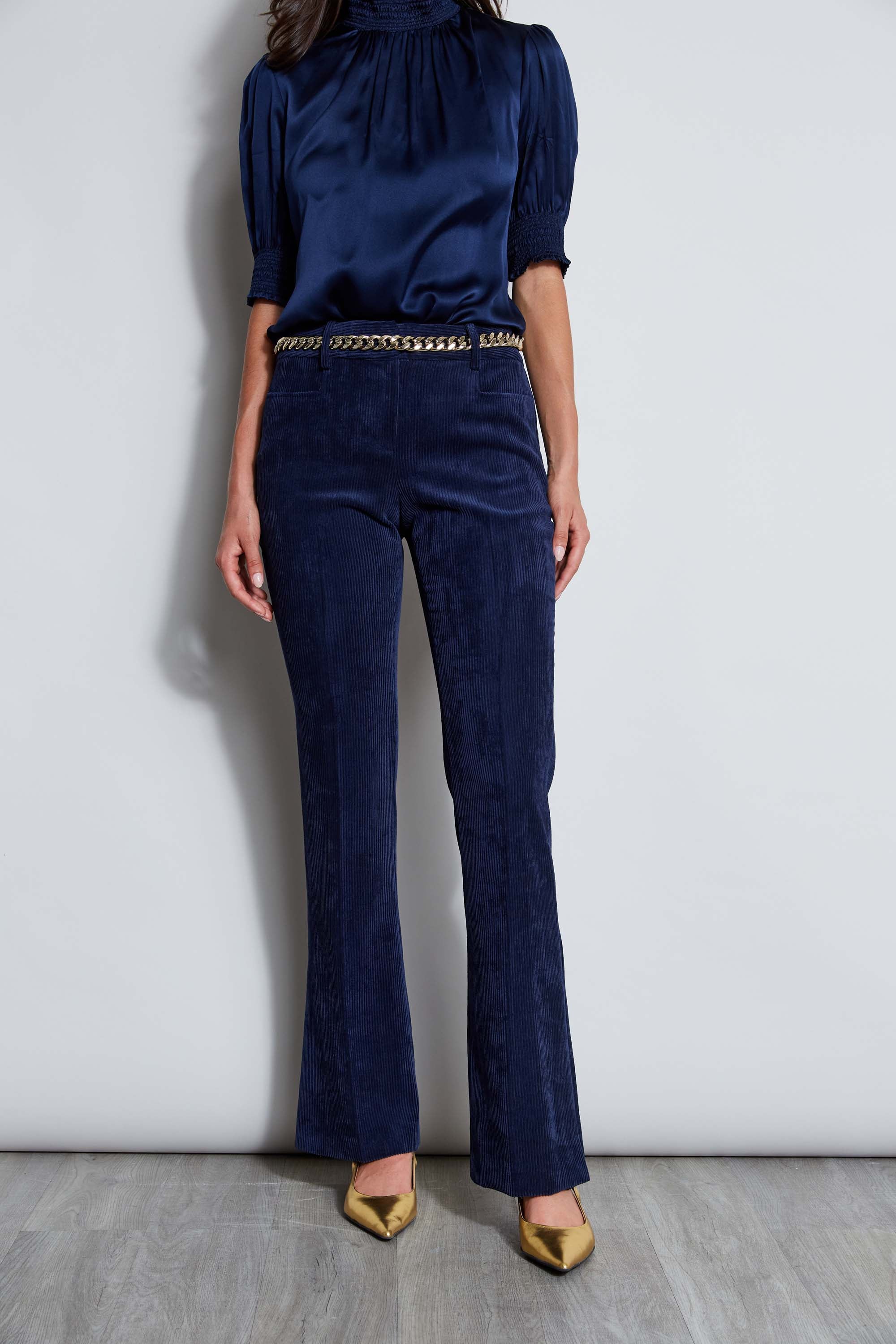 Stylish Women's Corduroy Fit & Flare Pants - High Waisted Stretch Comfort for Fall & Winter | Perfect for Office, Casual Outings & Date Nights