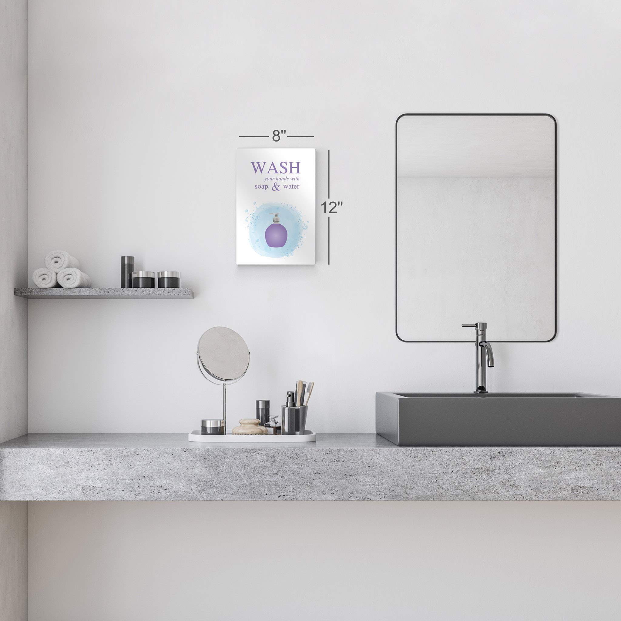 Funny Bathroom Sign - Wash Your Hands with Soap and Water Metal Print | Kids Bathroom Wall Decor, Nursery Wall Art | Ready to Hang Home Decoration | Made in USA (30x20 inches) | Perfect for Bathrooms, Kids Rooms & Home Decor