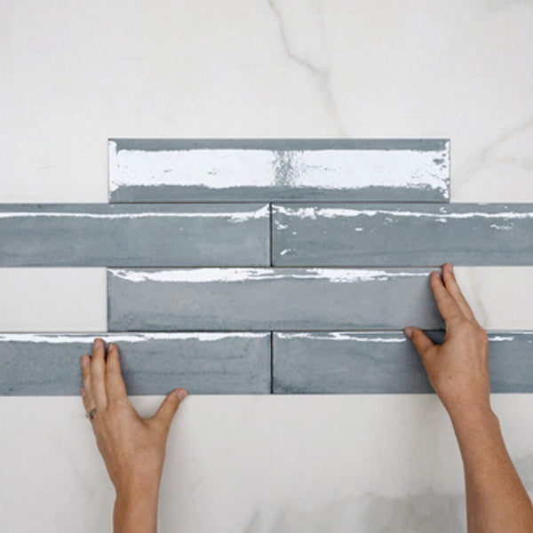Dove Grey Theo Subway Tile 75x400mm Italian Porcelain Wall & Floor Tile - Perfect for Kitchen Backsplash, Bathroom, and Shower Renovation
