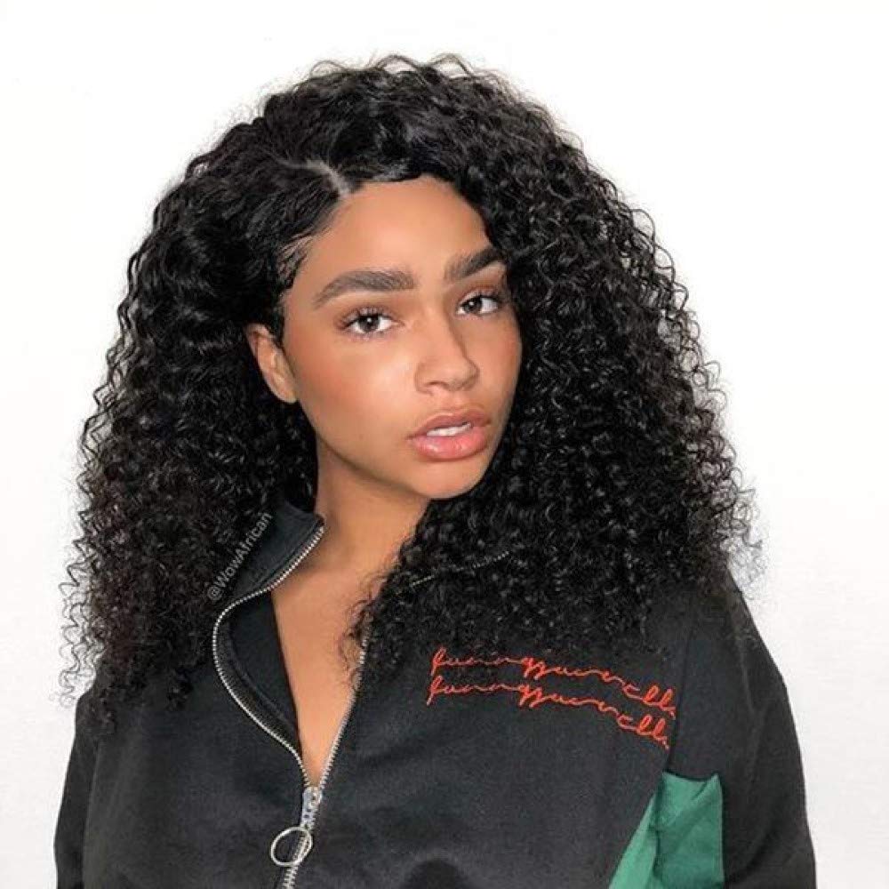 360 Lace Frontal Wig with Baby Hair - Pre Plucked Kinky Curly Human Hair Wig in Natural Black | Bleached Knots, No Shedding, No Tangling | 10 Inch 130% Density | Perfect for Daily Wear, Cosplay & Protective Styling
