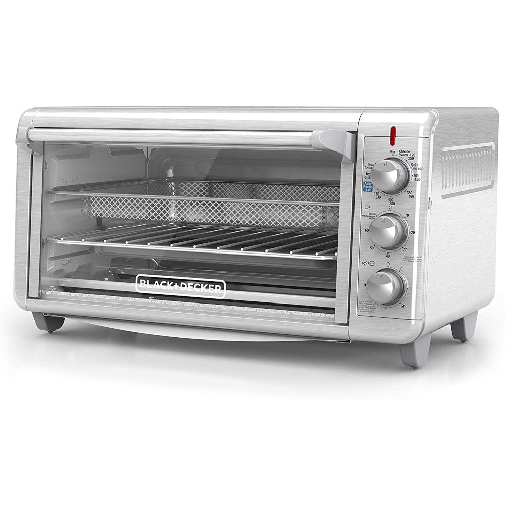 BLACK+DECKER Crisp ‘N Bake Air Fry Toaster Oven, 8-Slice Capacity, Extra Wide, Countertop Convection Oven with Air Fryer Function - Perfect for Baking, Roasting & Reheating (Model TO3265XSSC) - Blemished Packaging with Full Warranty - Ideal for Small Kitchens, Dorms & Apartments