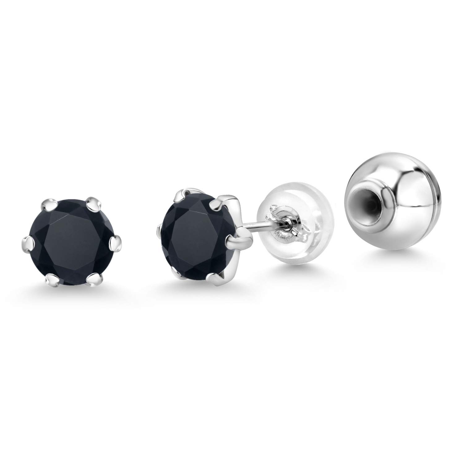 Gem Stone King 6MM Round Gemstone Birthstone Stud Earrings for Women & Men | Pure PT900 Platinum 900 Six Prong Setting | Elegant Jewelry Gift for Birthday, Anniversary & Special Occasions