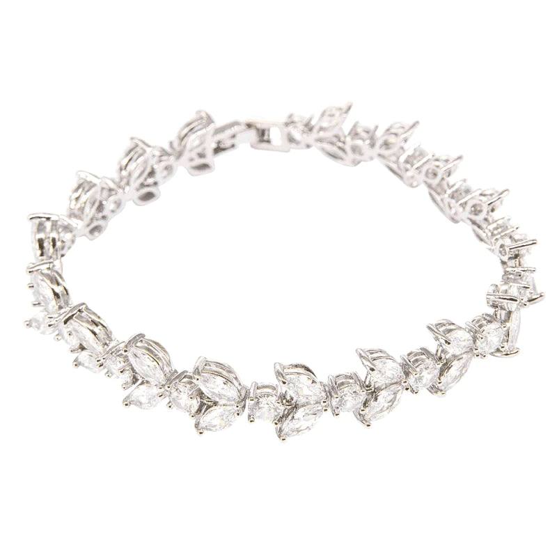 Elegant Crystal Wedding Bracelet for Women - Silver Finish Bridal Jewelry 7842 | Perfect for Bridal Showers, Weddings, and Anniversary Gifts