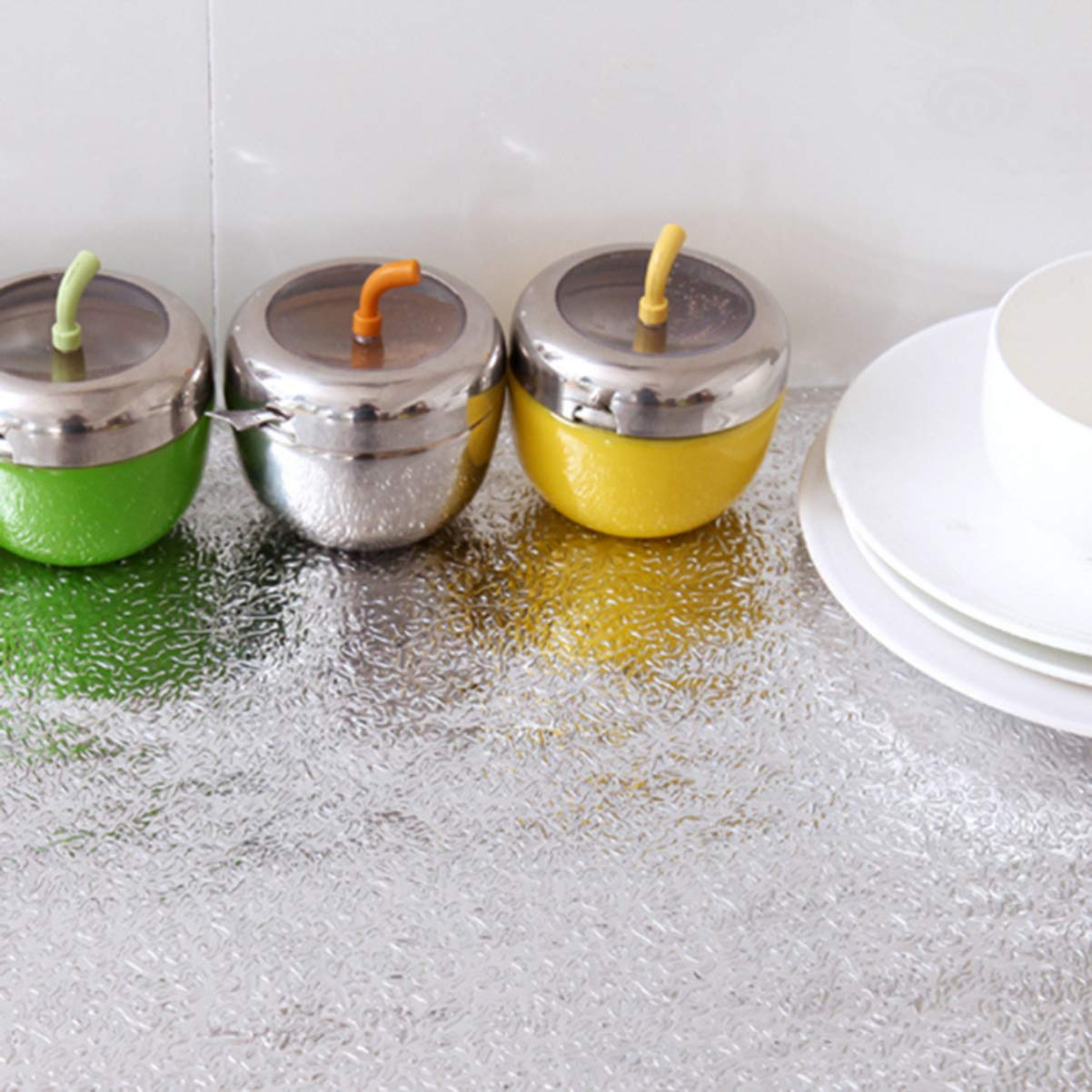 Oil-Resistant Peel and Stick Wallpaper - Cabilock Kitchen Backsplash Sticker, Anti-Splatter Guard for Stoves & Countertops | Easy to Install Aluminum Foil Wall Sticker for Kitchen Protection & Decoration