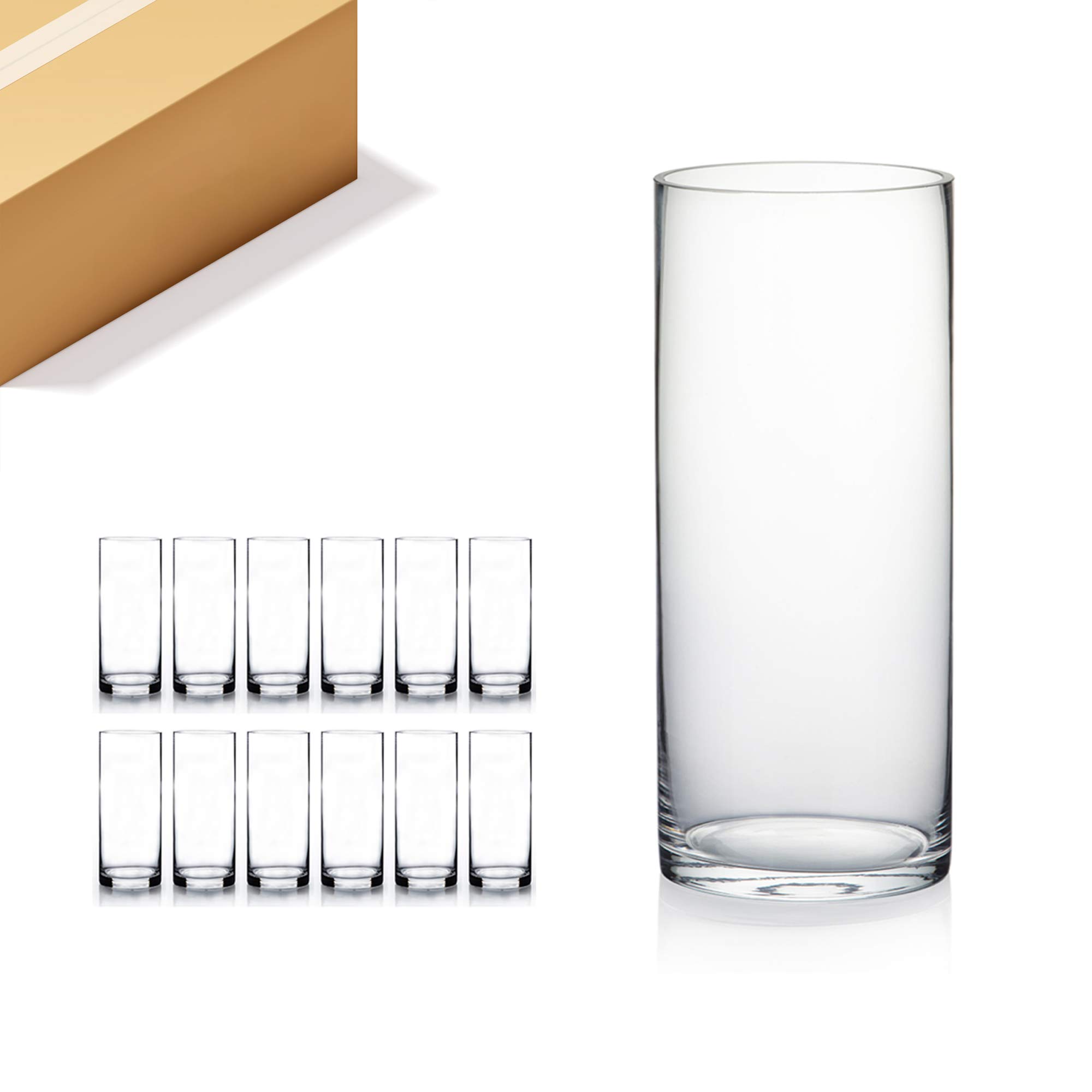 Clear Glass Cylinder Vase Bulk - 5