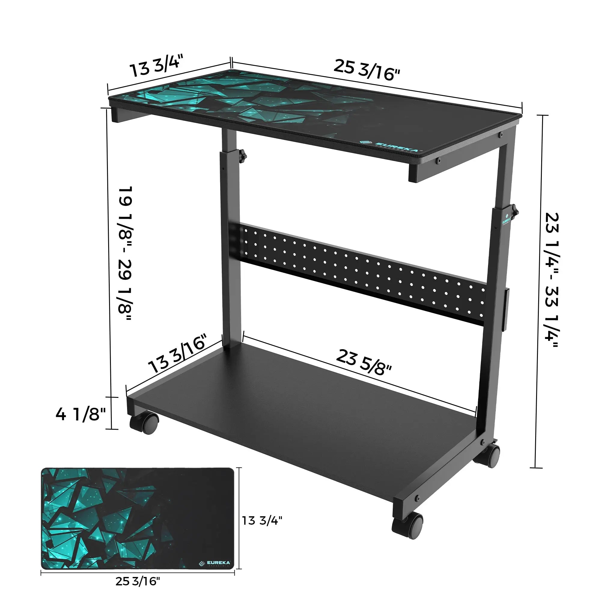 Adjustable Mobile CPU Cart with Wheels - Portable Computer Stand for Office, Home & Gaming Setup - Ergonomic Workspace Solution