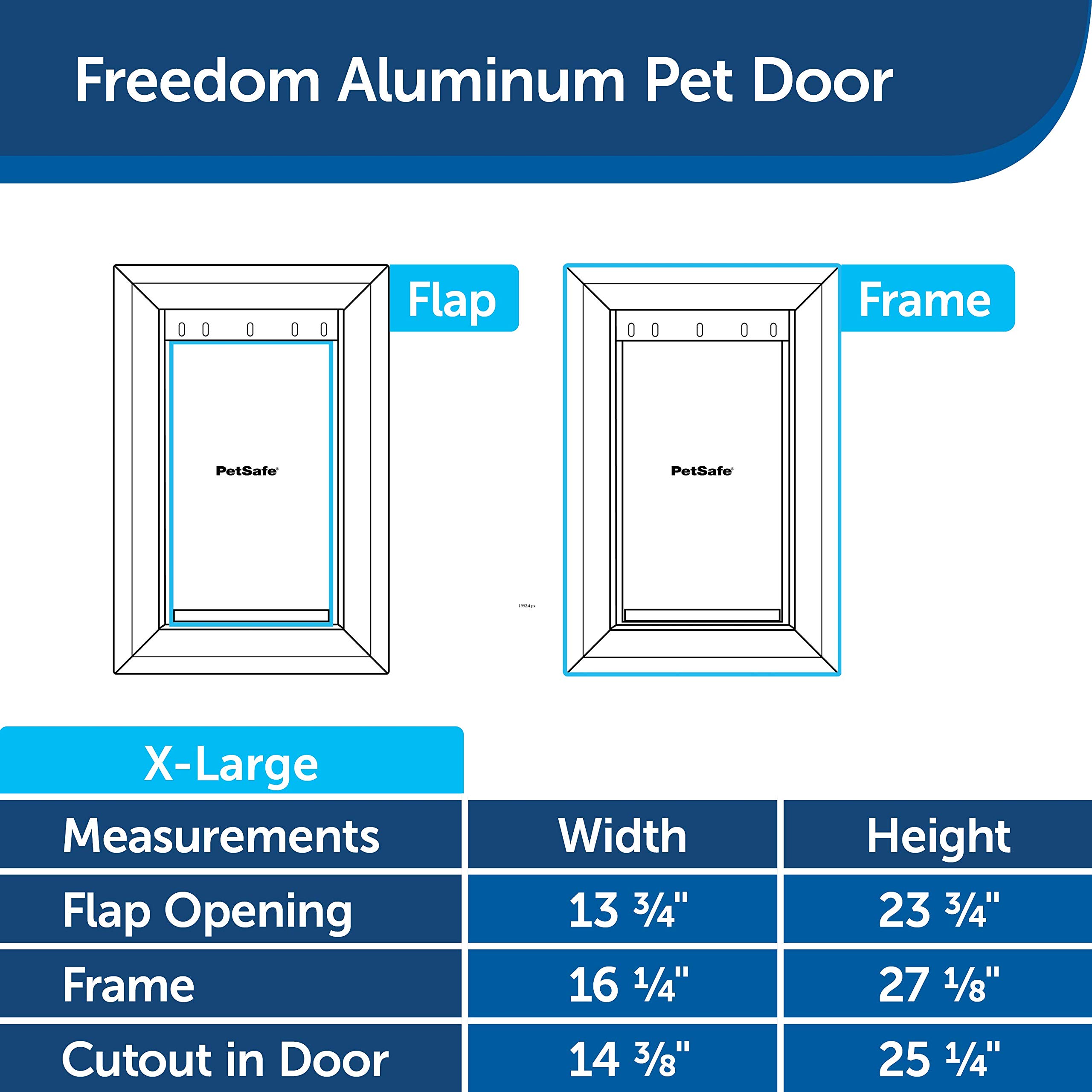 PetSafe Freedom Aluminum Dog and Cat Door - Durable Weatherproof Pet Door for Small, Medium, Large & X-Large Pets - Perfect for Indoor/Outdoor Access to House, Yard or Patio