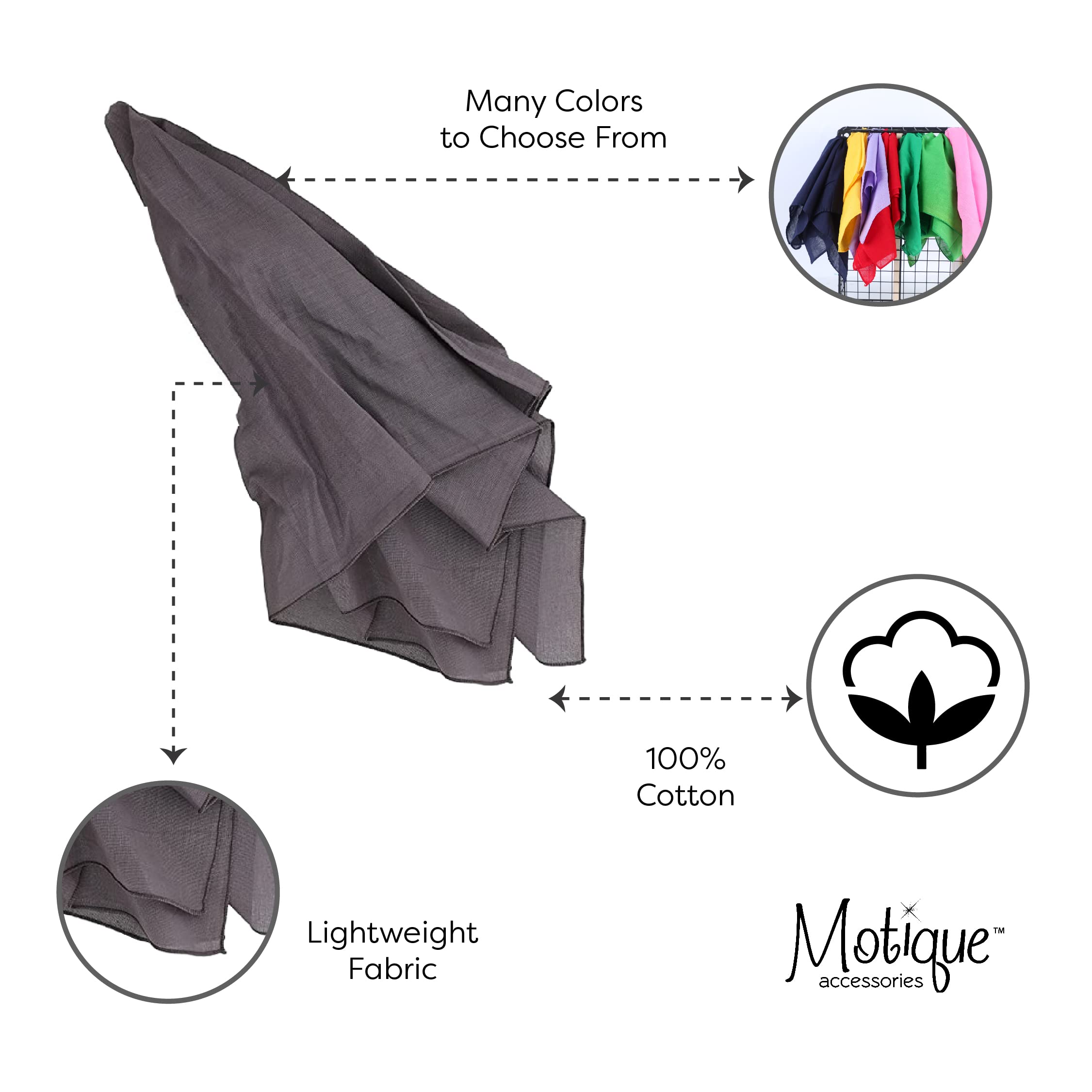 Motique Extra Large Bandana Scarf 27x27 Inch - Soft Solid Cotton Bandana for Men, Women, Dogs - Perfect for Outdoor Activities, Fashion Accessory, Head Wrap, Neck Scarf, Pet Bandana