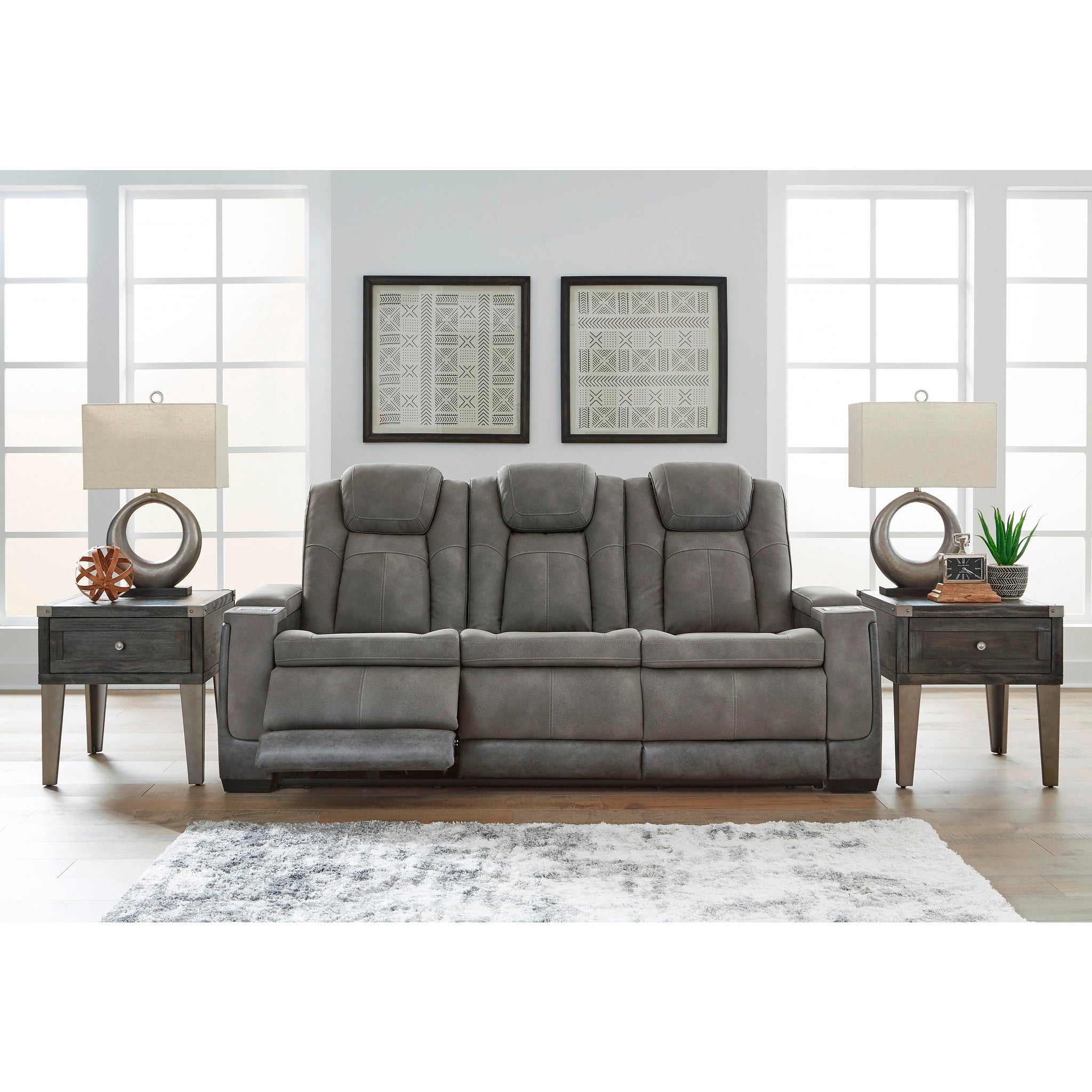Next Gen DuraPella Power Reclining Sofa - 3-Seater Electric Leather Sectional with USB Charging & LED Lights | Perfect for Living Room, Home Theater & Family Gatherings