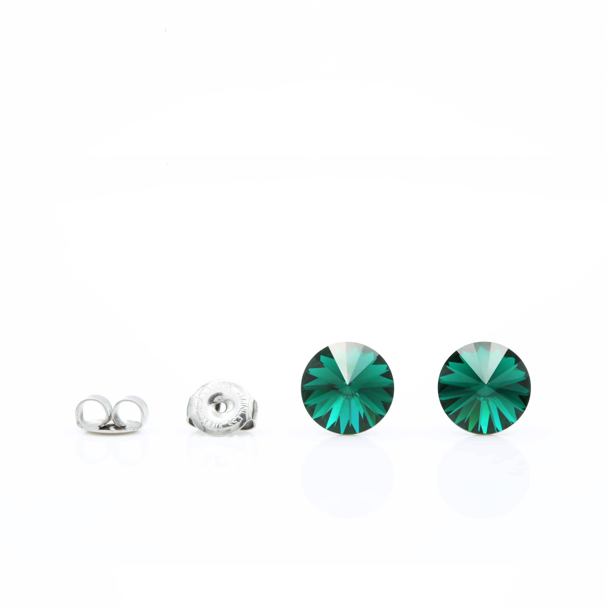 8mm Round Emerald Green Rivoli Crystal Stud Earrings – Hypoallergenic Sparkling Jewelry Gift for Women | Perfect for Parties, Weddings & Everyday Elegance