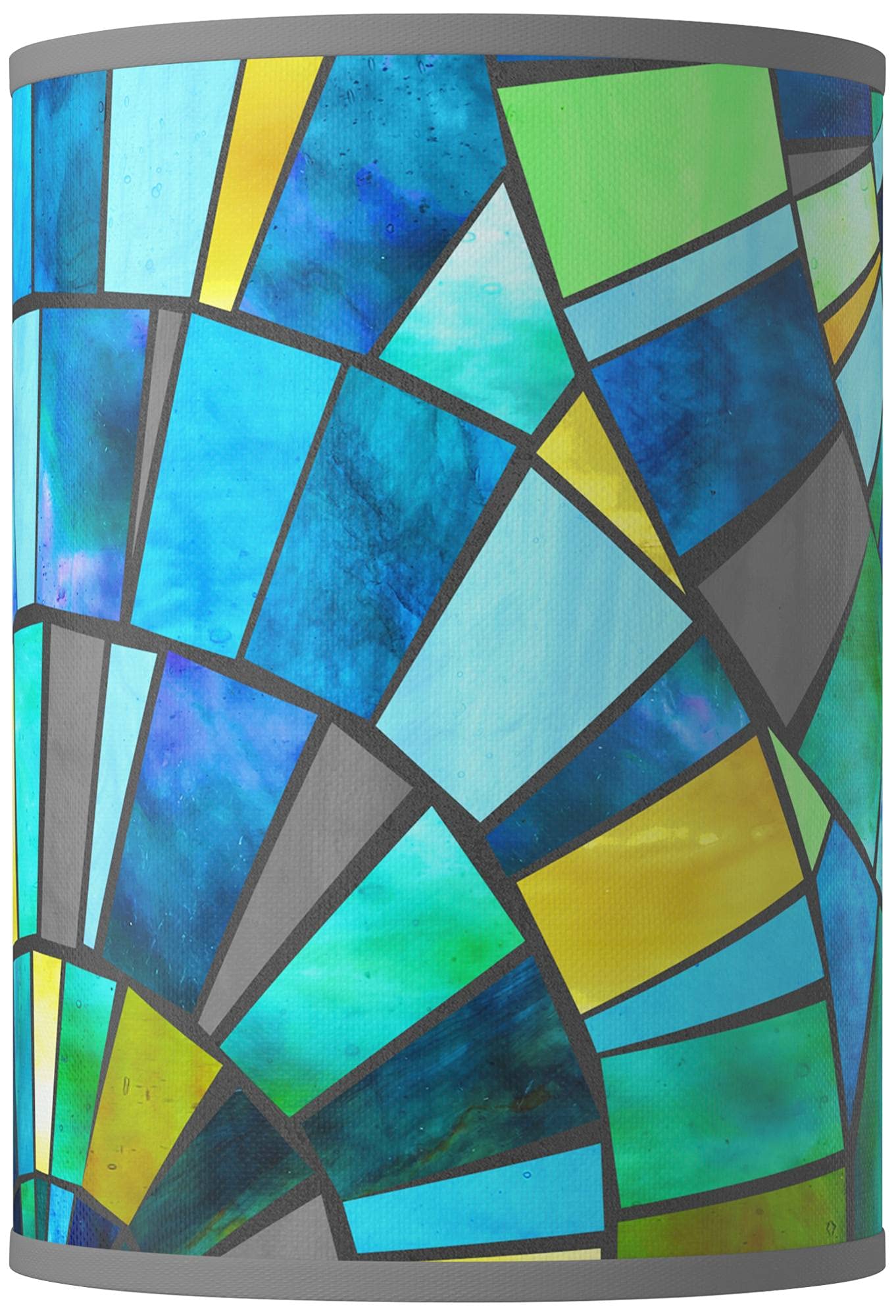 Lagos Mosaic Green Blue Cylinder Hardback Giclee Print Lamp Shade - 8