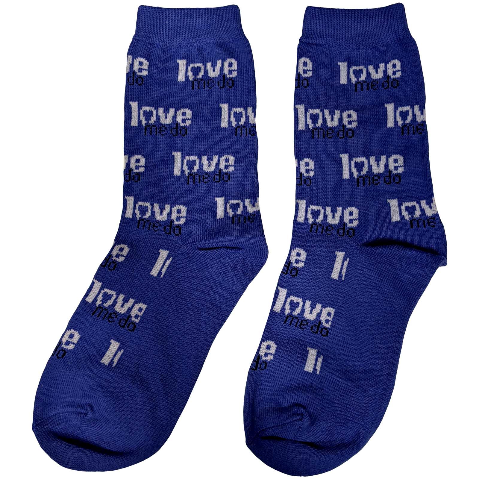 The Beatles Socks for Men - Love Me Do Blue Music Band Novelty Crew Socks - Perfect Gift for Beatles Fans & Music Lovers - Great for Concerts, Gifts, and Everyday Wear