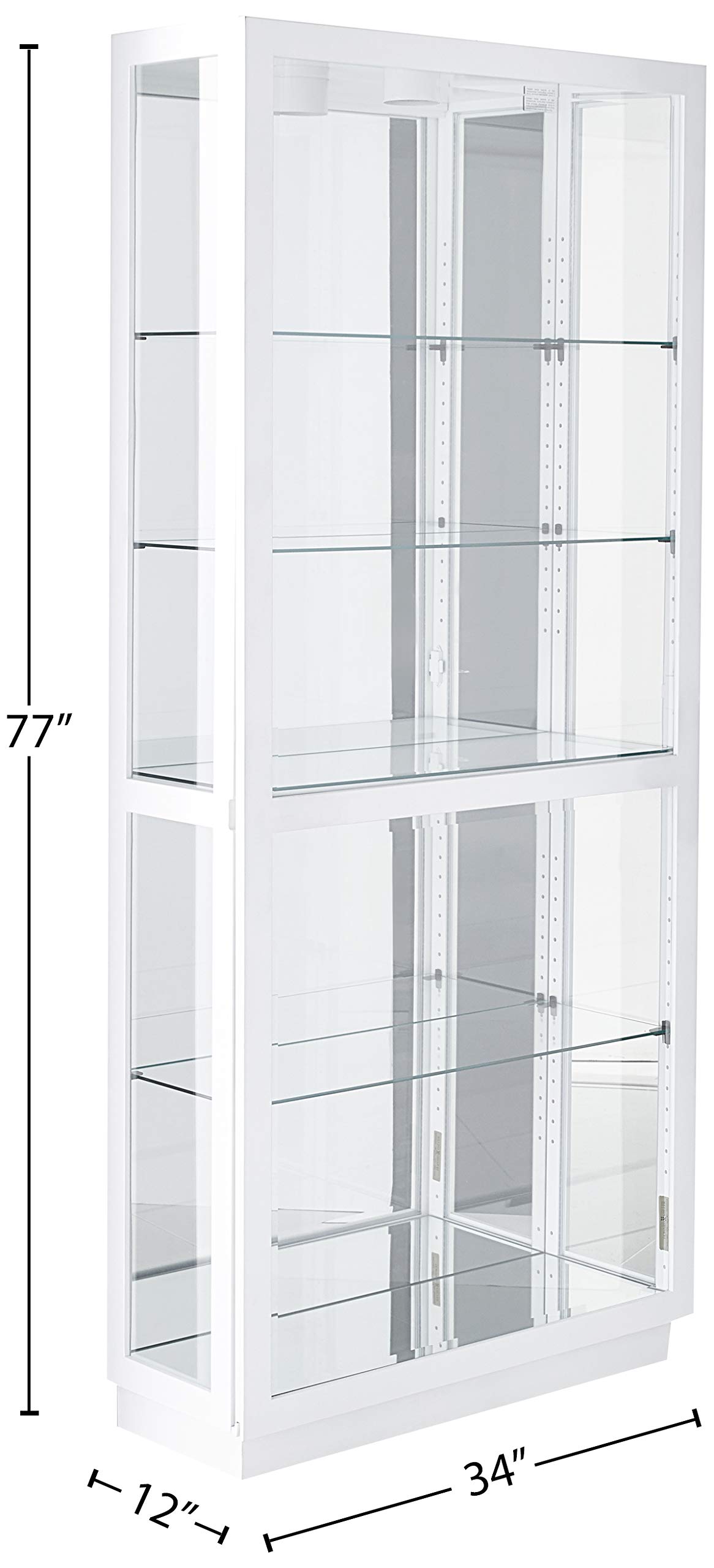 Howard Miller Jayden IV Curio Cabinet 680-574 - Hand-Rubbed Gloss White Finish Display Case with 4 Glass Shelves & 5-Level Storage, Locking Sliding Door & LED Lighting - Perfect for Home Decor, Collectibles Display, or Showcasing Antiques in Living Room, Dining Room, or Office