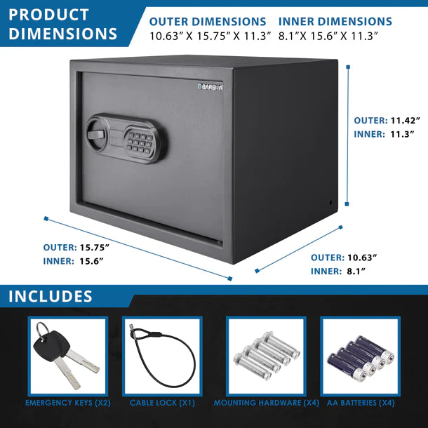 Barska AX13748 WardenLight Mini LED Digital Keypad Safe - Compact Biometric Fingerprint Security Box for Home, Office & Travel - Protect Cash, Jewelry, Documents & Valuables