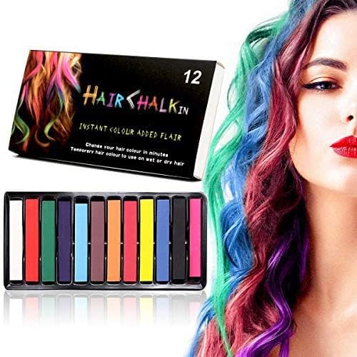 Washable Temporary Hair Chalk - 12 Vibrant Colors for Kids & Teens | Safe Non-Toxic Hair Dye for Halloween, Cosplay, Parties | Perfect Gift for Birthdays, Christmas & Special Occasions | Great for Costumes, Dress-Up & Creative Play