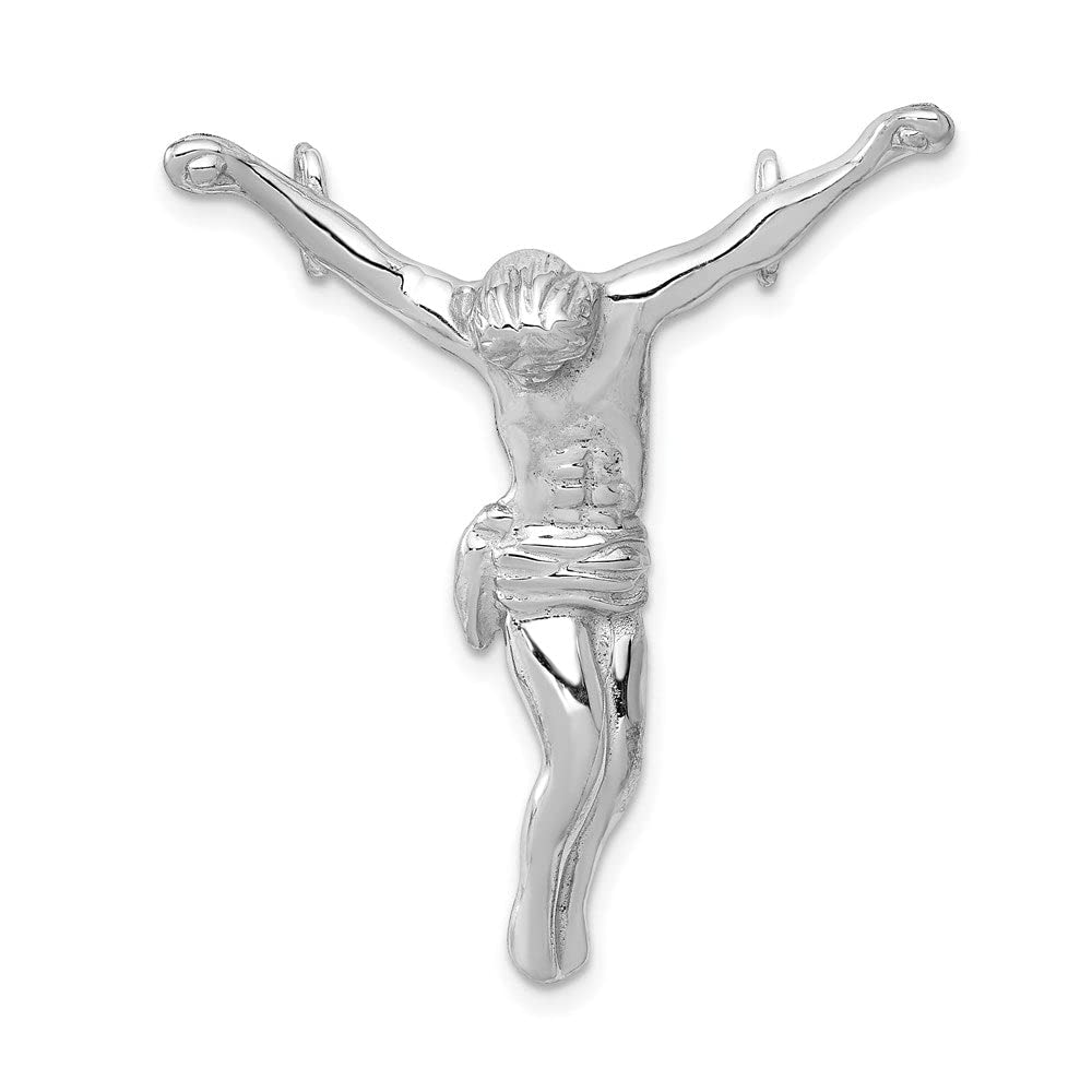 14k White Gold Jesus Corpus Chain Slide - EXTEL Large Religious Pendant Necklace for Men & Women - Handcrafted in USA - Perfect for Baptism, First Communion & Spiritual Gifts