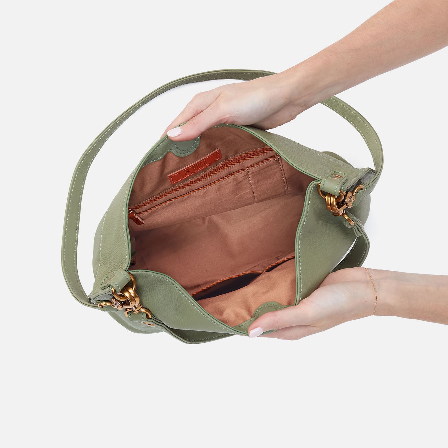 Pebbled Leather Pier Shoulder Bag in Watercress Green - Stylish Crossbody Purse for Women, Perfect for Work, Travel & Everyday Use