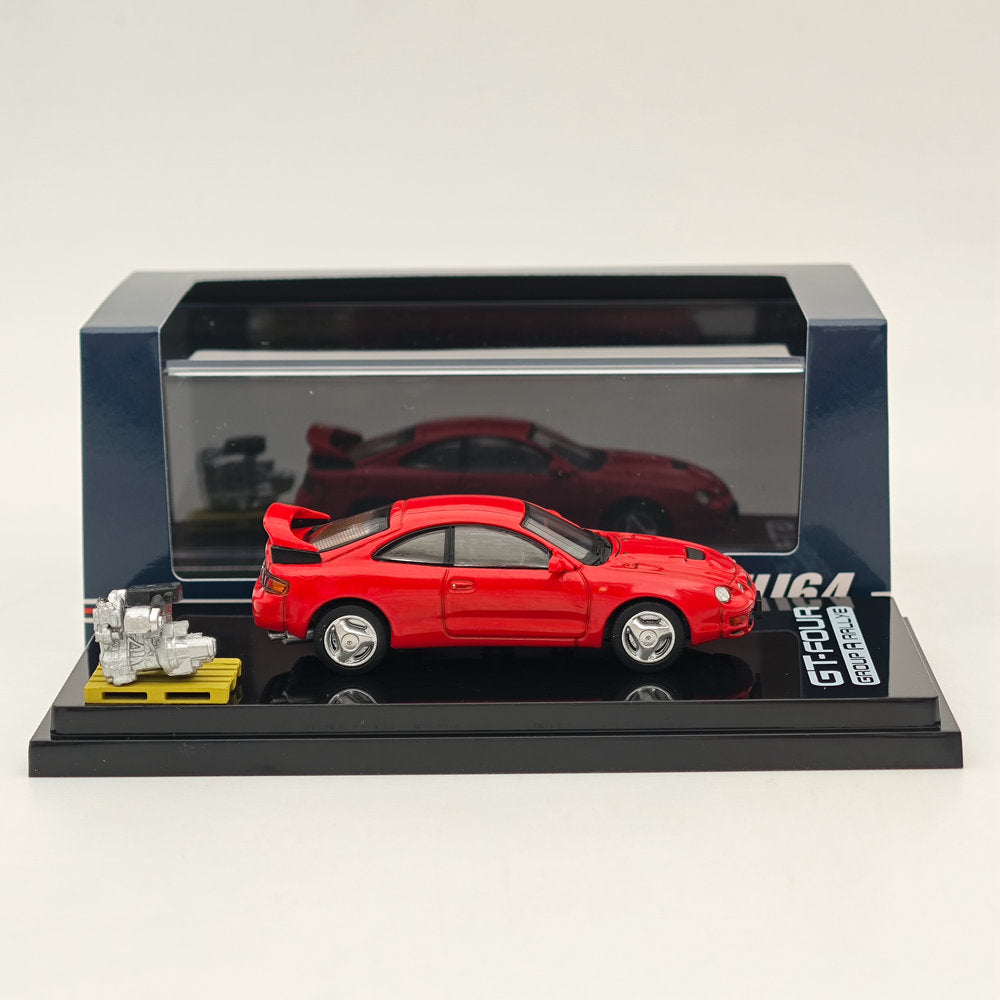 1/64 Scale Toyota Celica GT-Four ST205 WRC Edition Diecast Model Car - Red Collectible with Detailed Engine - Perfect for Car Enthusiasts & Toy Collectors - Great Gift for Racing Fans & Display in Home/Office Collections