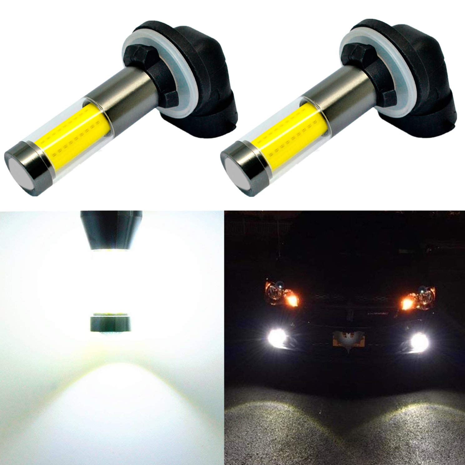 Alla Lighting Xtreme Super Bright LED 889 881 Fog Light Bulbs - High Power COB Universal 898 881 LED Bulb Replacement - 6000K Xenon White - Perfect for Trucks, SUVs, and Off-Road Vehicles in Foggy or Low Visibility Conditions