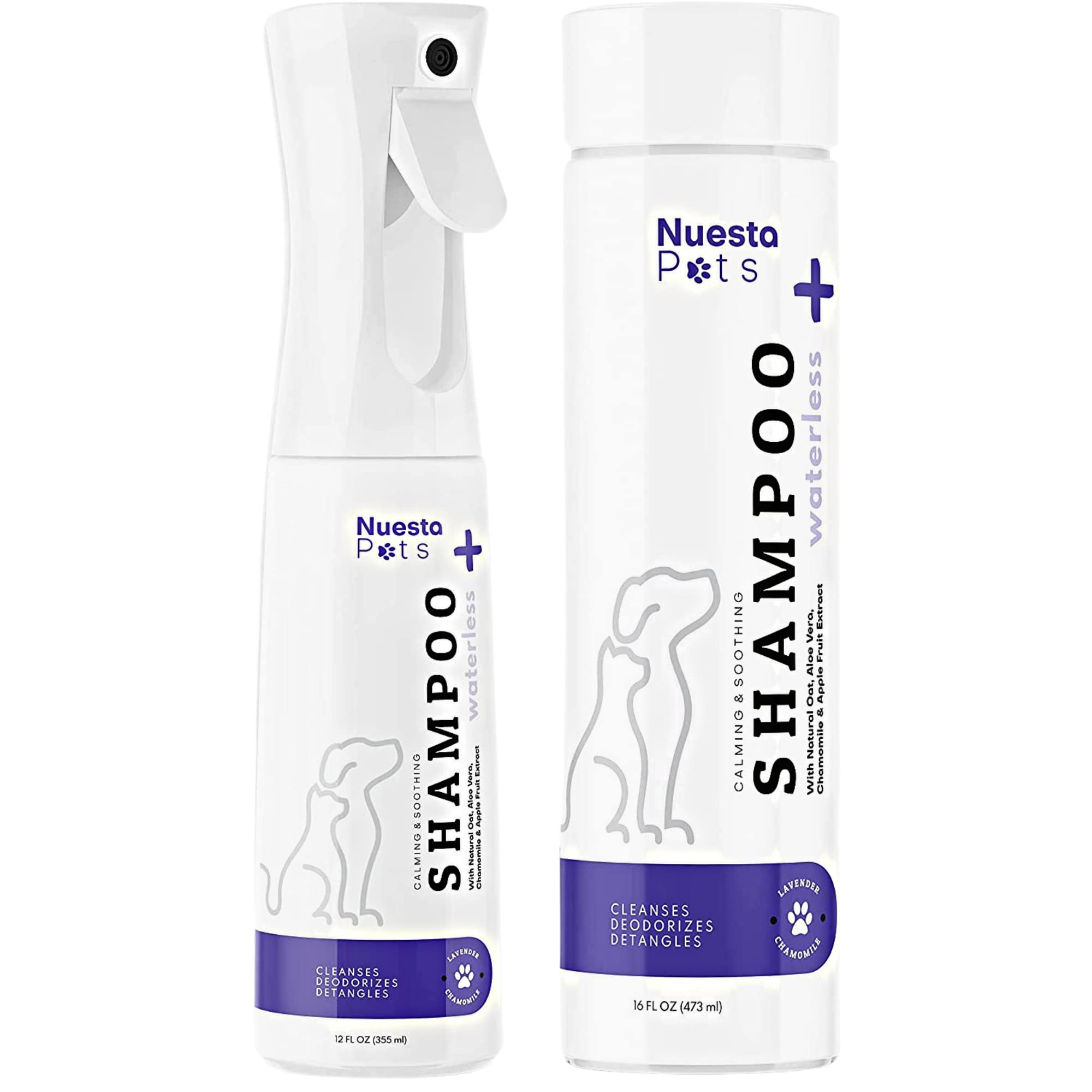 Hypoallergenic Waterless Dog Shampoo for Sensitive Skin - Lavender & Chamomile No Rinse Pet Wash | 4-in-1 Formula Cleans, Moisturizes, Conditions & Deodorizes | Perfect for Travel, Post-Walk Freshening & Between Baths
