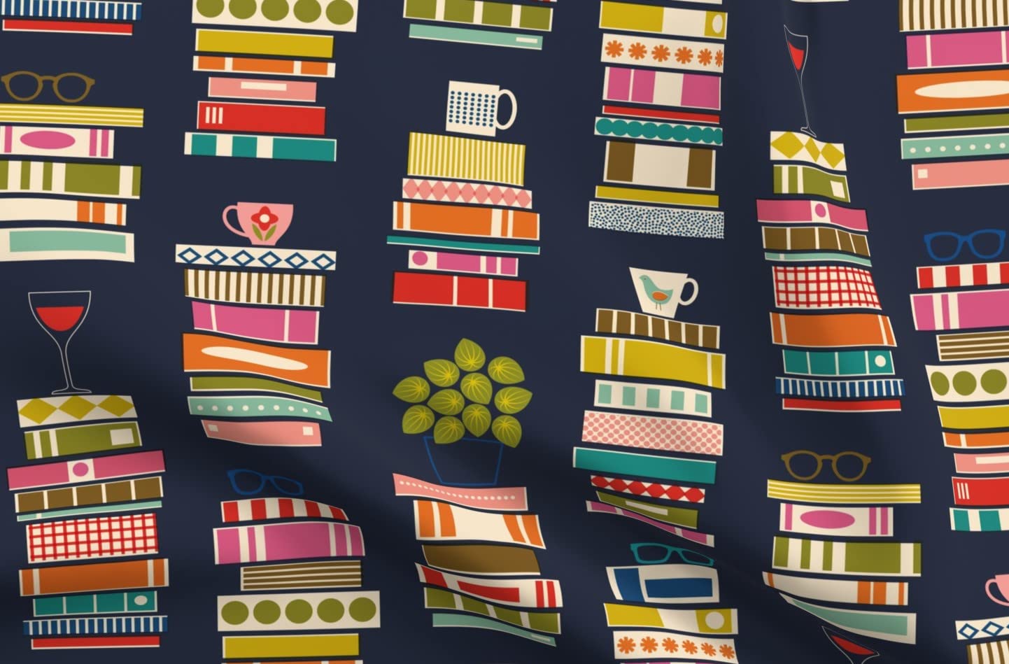 Premium Spoonflower Hygge Reading Books Printed Petal Signature Cotton Fabric by The Yard - Perfect for Sewing, Quilting, Apparel, Crafts & Home Decor - Cozy Reading Nook & Hygge Lifestyle Projects