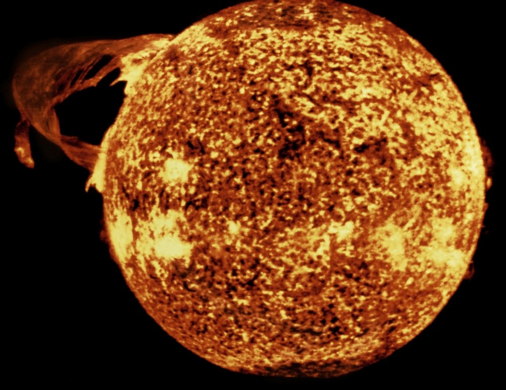 Vintage Solar Flare 1973 Image - Spectacular Sun Photo from Skylab 4 Mission | NASA Space Photography | Perfect for Astronomy Enthusiasts, Science Classrooms & Space-Themed Decor