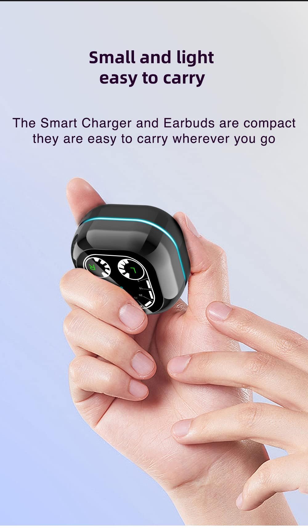 Wireless Bluetooth 5.1 Earbuds with Microphone, IPX4 Waterproof in-Ear Headphones, Rechargeable Micro USB with Smart LED RGB Case for iPhone Android iOS (Black) - Perfect for Gym, Running, Workouts & Commuting