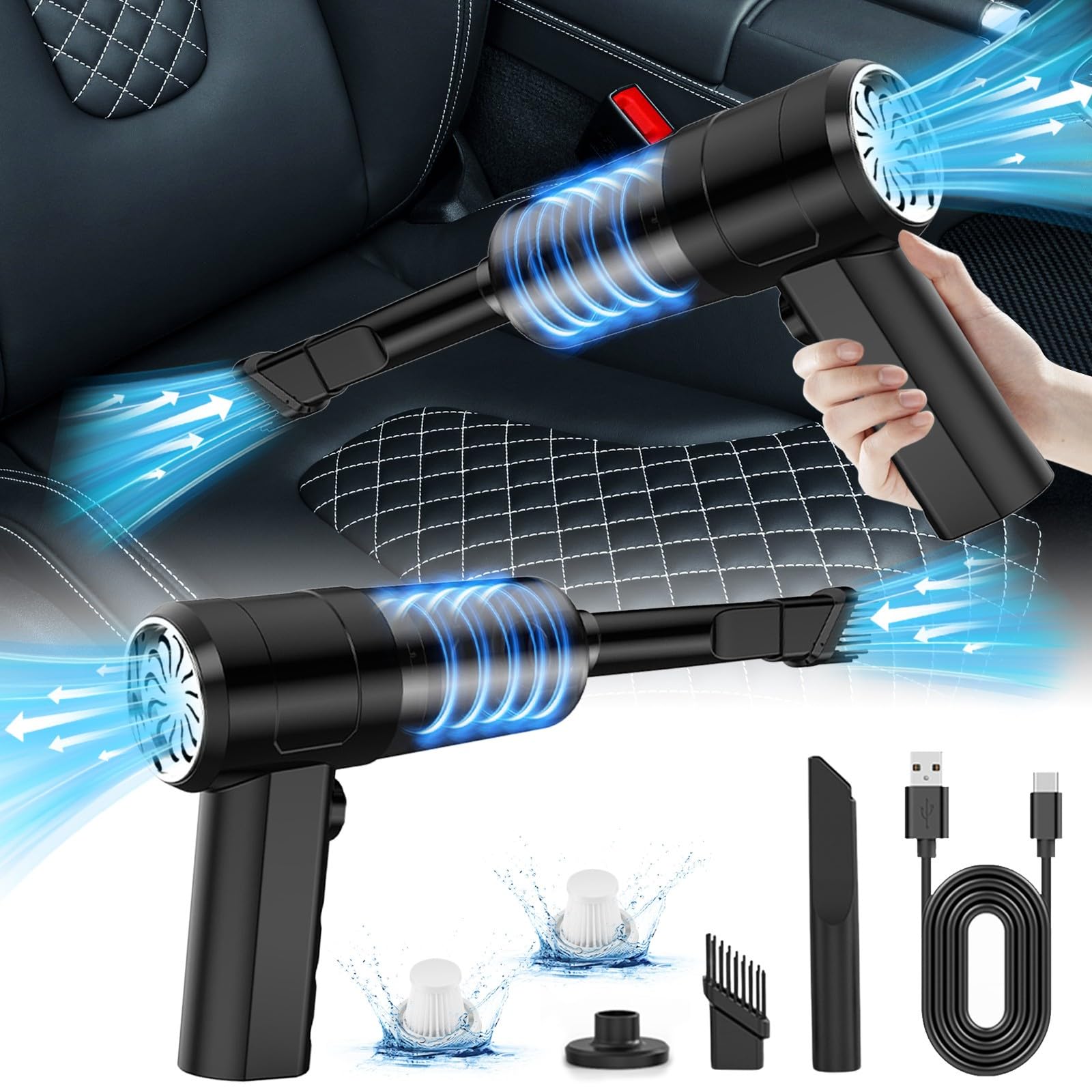 2-in-1 Wireless Handheld Car Vacuum Cleaner & Blower - High Power Portable Mini Vacuum for Car, Home & Office | Multipurpose Cleaning Tool for Pet Hair, Crumbs & Dust | Great Deals on Auto Accessories