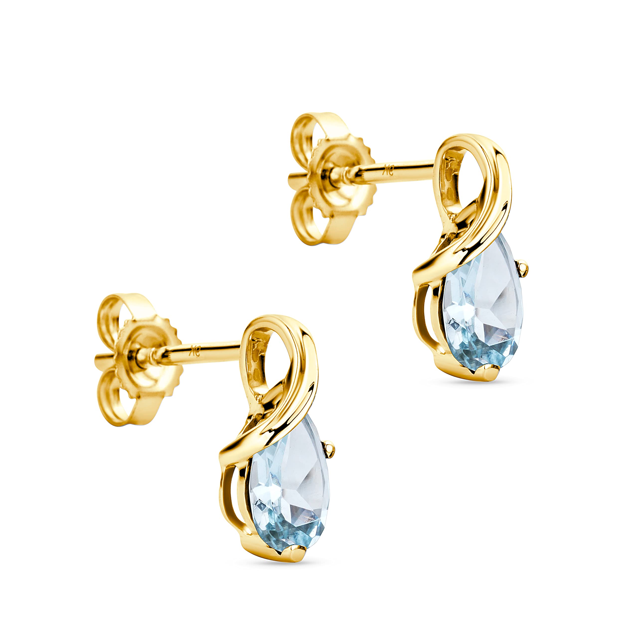 14K White Gold & Yellow Gold Drop Dangle Earrings for Women - Emerald/Amethyst/Sapphire/Topaz/Ruby Gemstone Jewelry - Elegant Dangling Earrings Set - Perfect for Weddings, Parties & Special Occasions