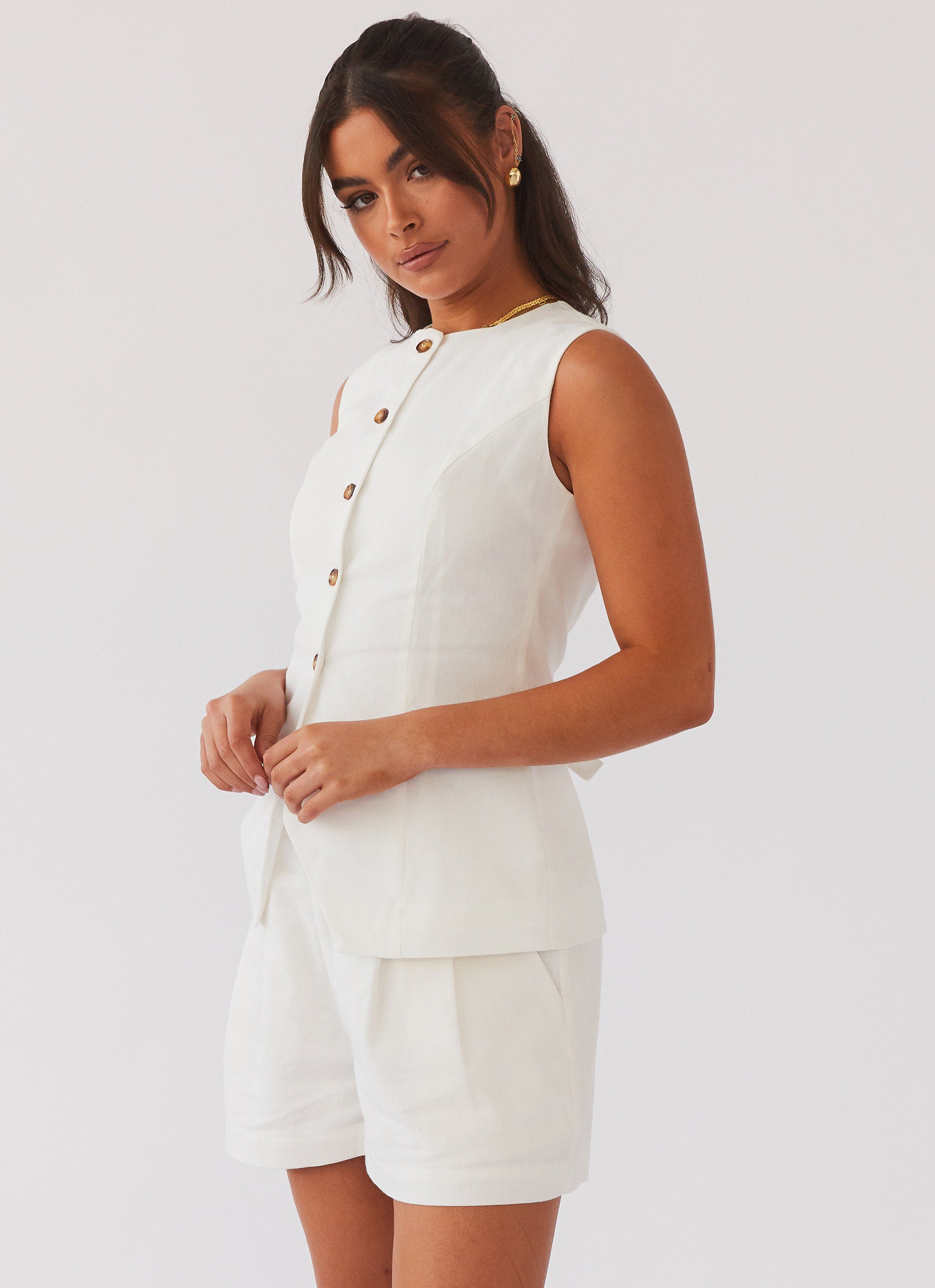 Born For Bordeaux Linen Vest for Women - Premium White Summer Vest - Perfect for Beach Outfits, Casual Wear & Vacation Style