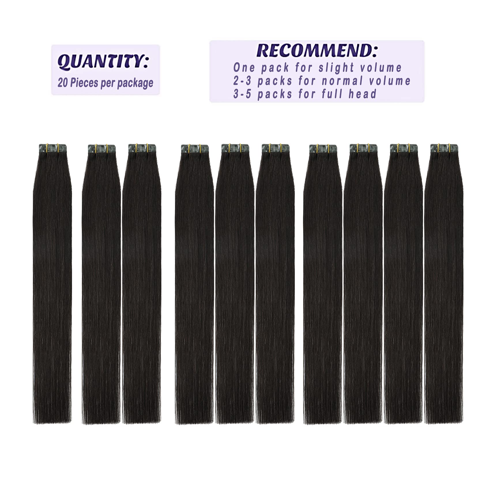 Premium 14 Inch Natural Black Tape-in Hair Extensions - 20pcs 30g 100% Real Human Hair for Seamless Blending & Styling | Perfect for Weddings, Parties & Daily Volume Boost