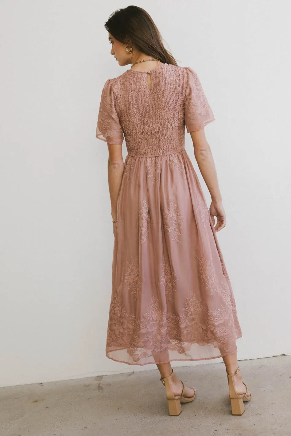Alora Embroidered Floral Maxi Dress for Women - Elegant Dusty Rose Summer Wedding Guest Dress | Perfect for Beach Vacations, Garden Parties & Date Nights