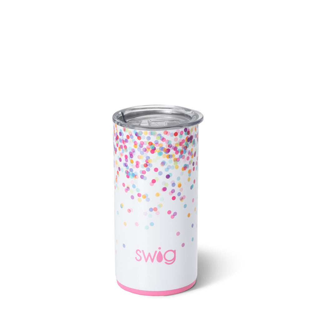 12oz Confetti Slim Tumbler - Insulated Stainless Steel Cup with Lid & Straw - Perfect for Coffee, Tea & Cold Drinks at Home, Office or Travel