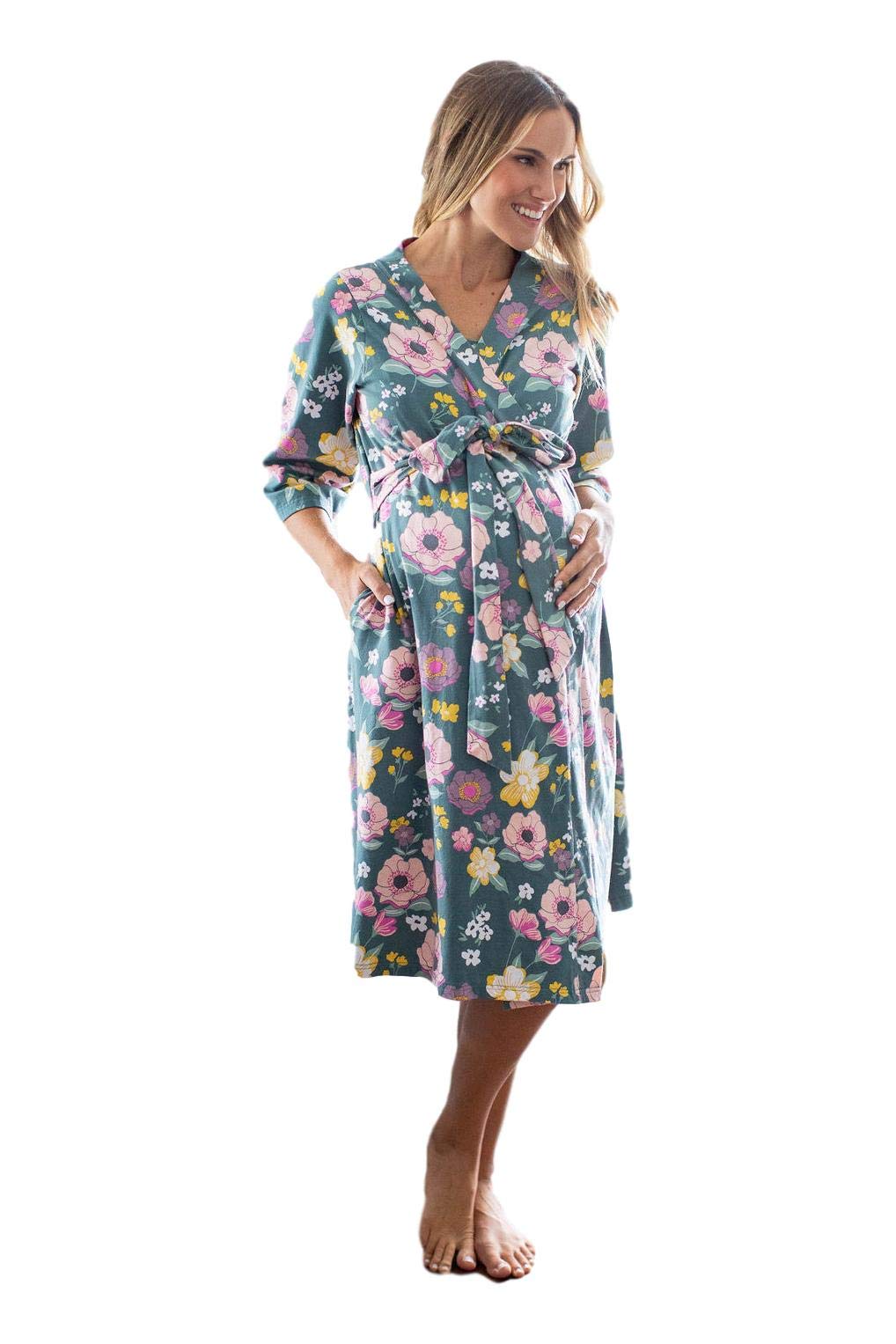 Baby Be Mine Maternity Nursing Robe - Soft Labor Delivery Hospital Gown for Breastfeeding Mothers | Perfect for Hospital Bag Essentials & Postpartum Recovery