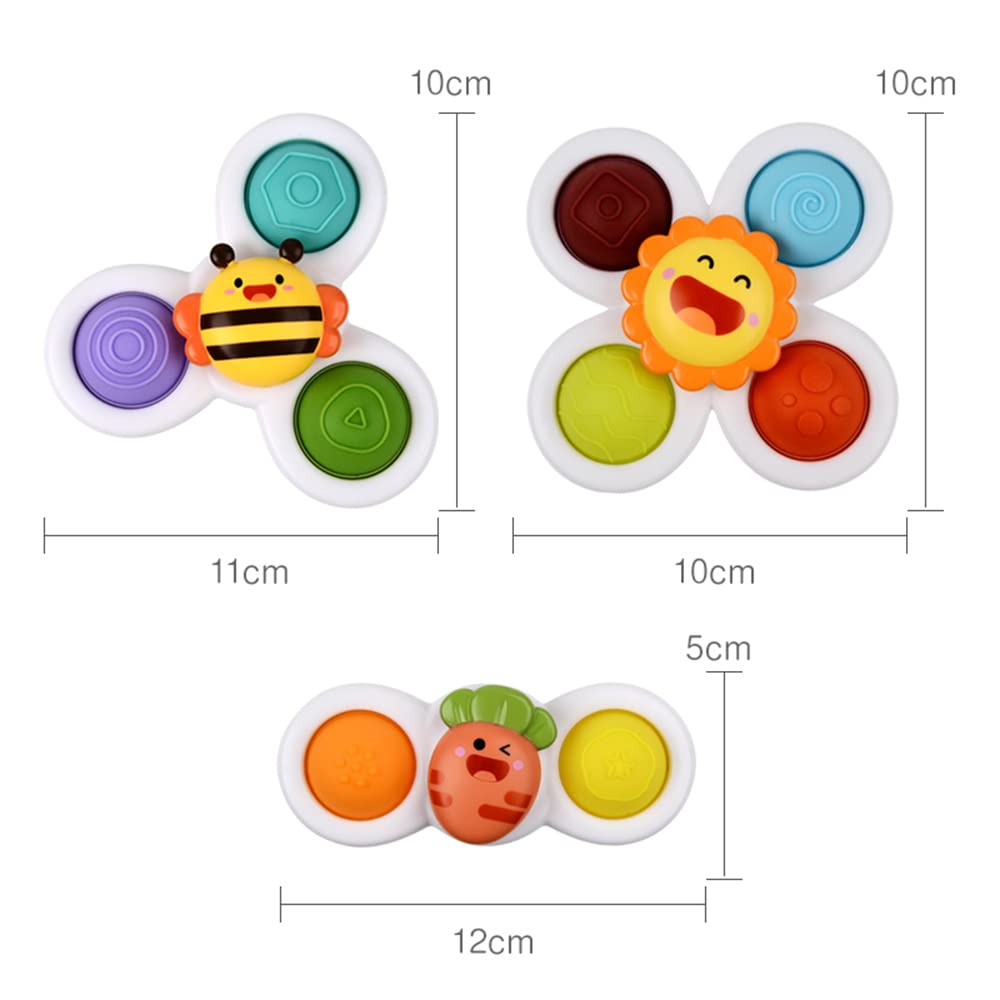 QLKUNLA Suction Cup Spinning Top Toy - Fidget Spinner & Baby Rattle Sensory Toy for Early Education, Bath Time & High Chair Play - Perfect Birthday Gift for Boys & Girls | Fun Learning & Stress Relief Toy for Toddlers