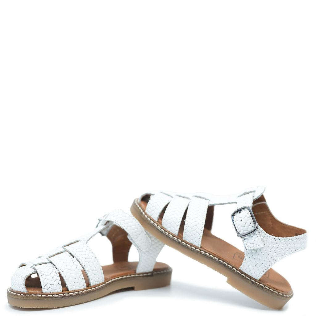 Braided Gladiator Sandals for Women - White Atlanta Moccasin Style - Perfect for Summer, Beach, and Casual Outfits