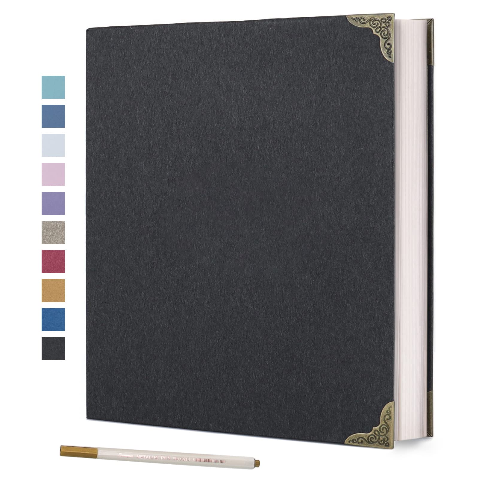 Vienrose Self-Adhesive Photo Album - 40 Page Hardcover Scrapbook with DIY Kit, 3-Ring Binder for Weddings, Anniversaries, Baby Showers & Family Memories (Black) - Perfect for Preserving Cherished Moments with Loved Ones
