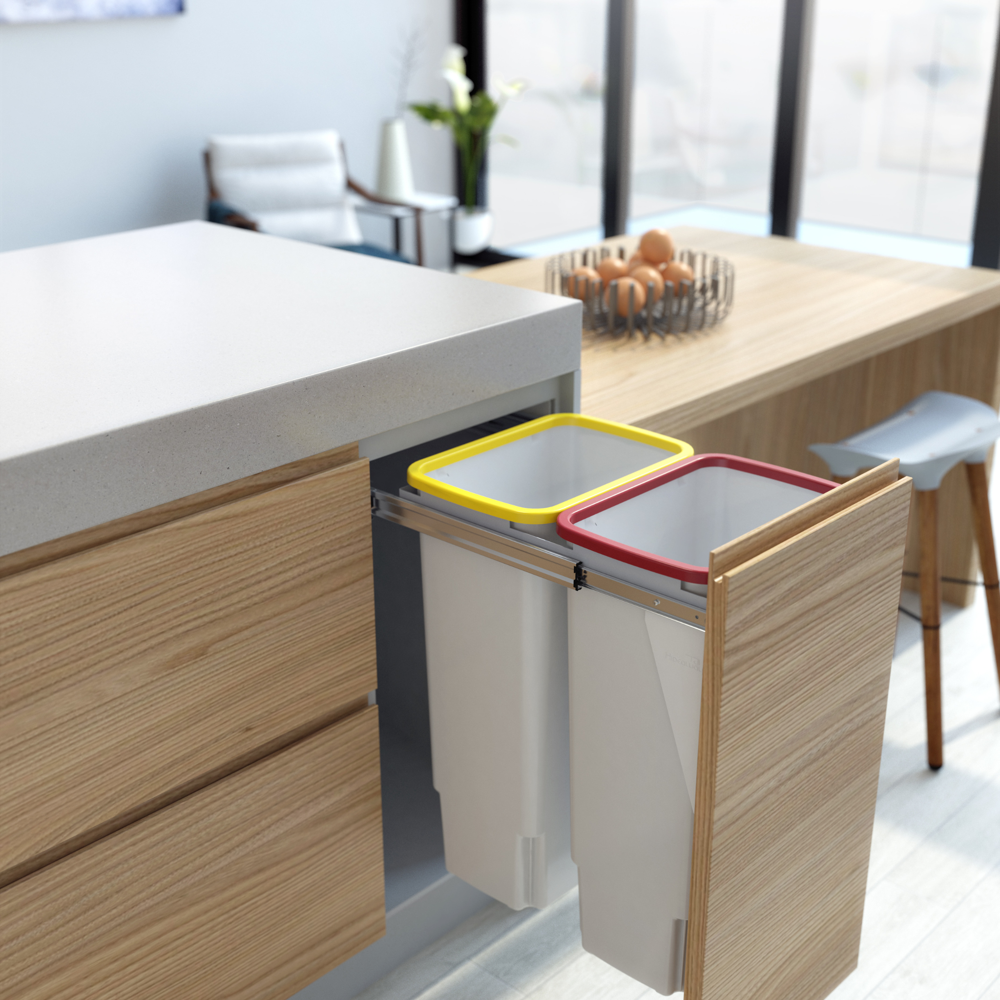 Hideaway Colored Liner Holders for Trash Cans - Discreet Waste Bin Accessories for Kitchen, Bathroom & Office Organization