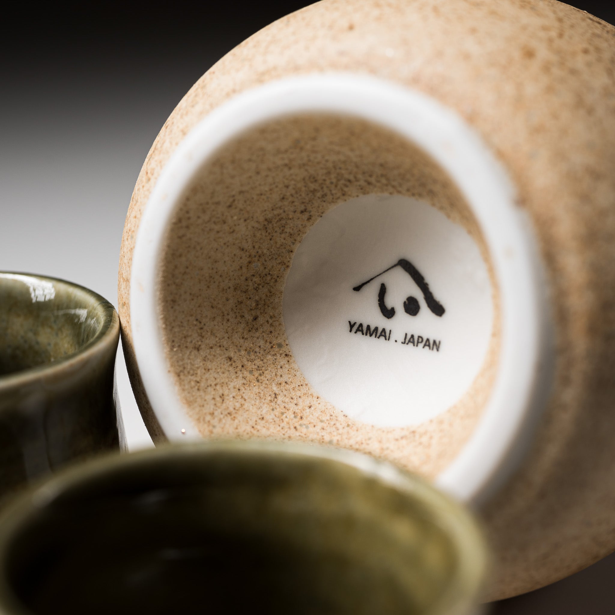 Traditional Japanese Mino Ware Pottery Sake Set - Rikyu Style by Yamai Ito - Authentic Ceramic Sake Cups and Decanter for Home Dining, Gift Giving & Japanese Tea Ceremonies