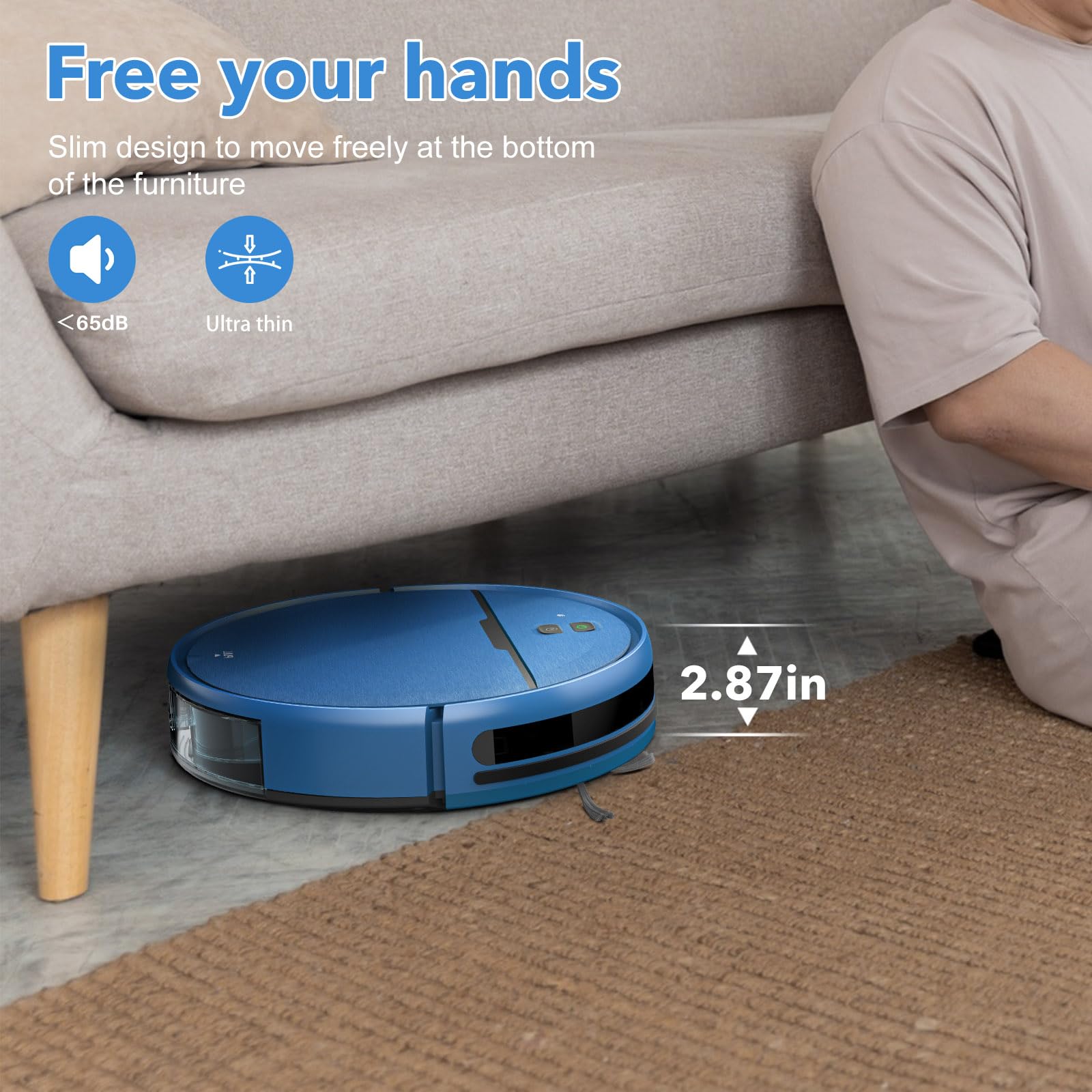 2-in-1 Robot Vacuum & Mop - 2300Pa WiFi for Hard Floors & Pet Hair